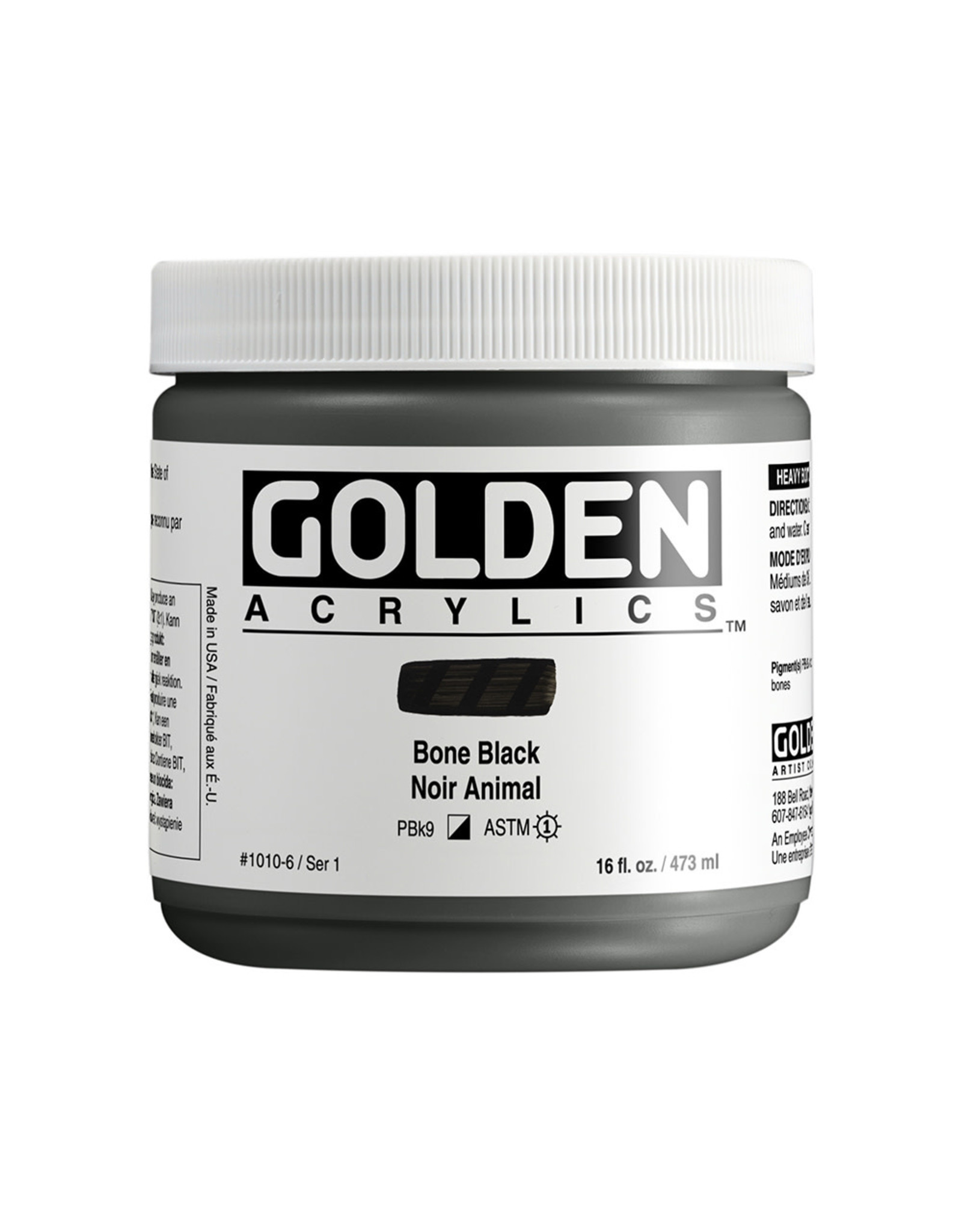 Golden Golden Heavy Body Acrylic Paint, Bone Black, 16oz