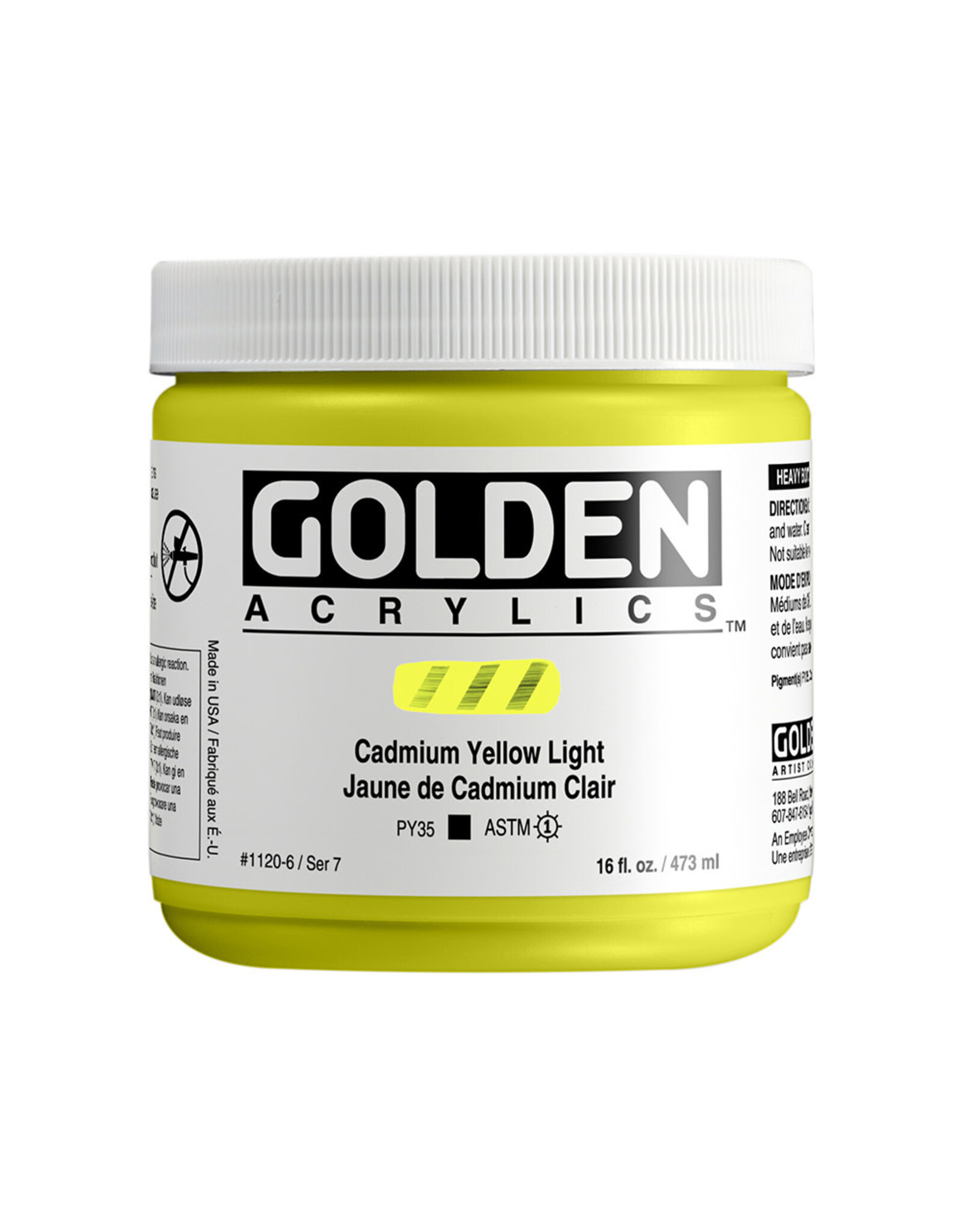 CLEARANCE Golden Heavy Body Acrylic Paint, C.P. Cadmium Yellow Light, 16oz