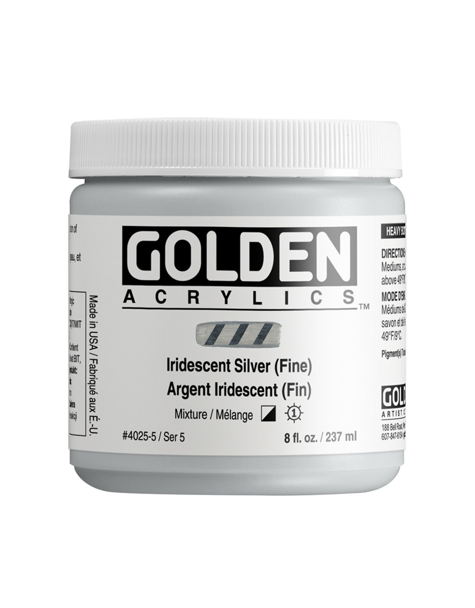 CLEARANCE Golden Heavy Body Acrylic Paint, Iridescent Silver (Fine), 8oz