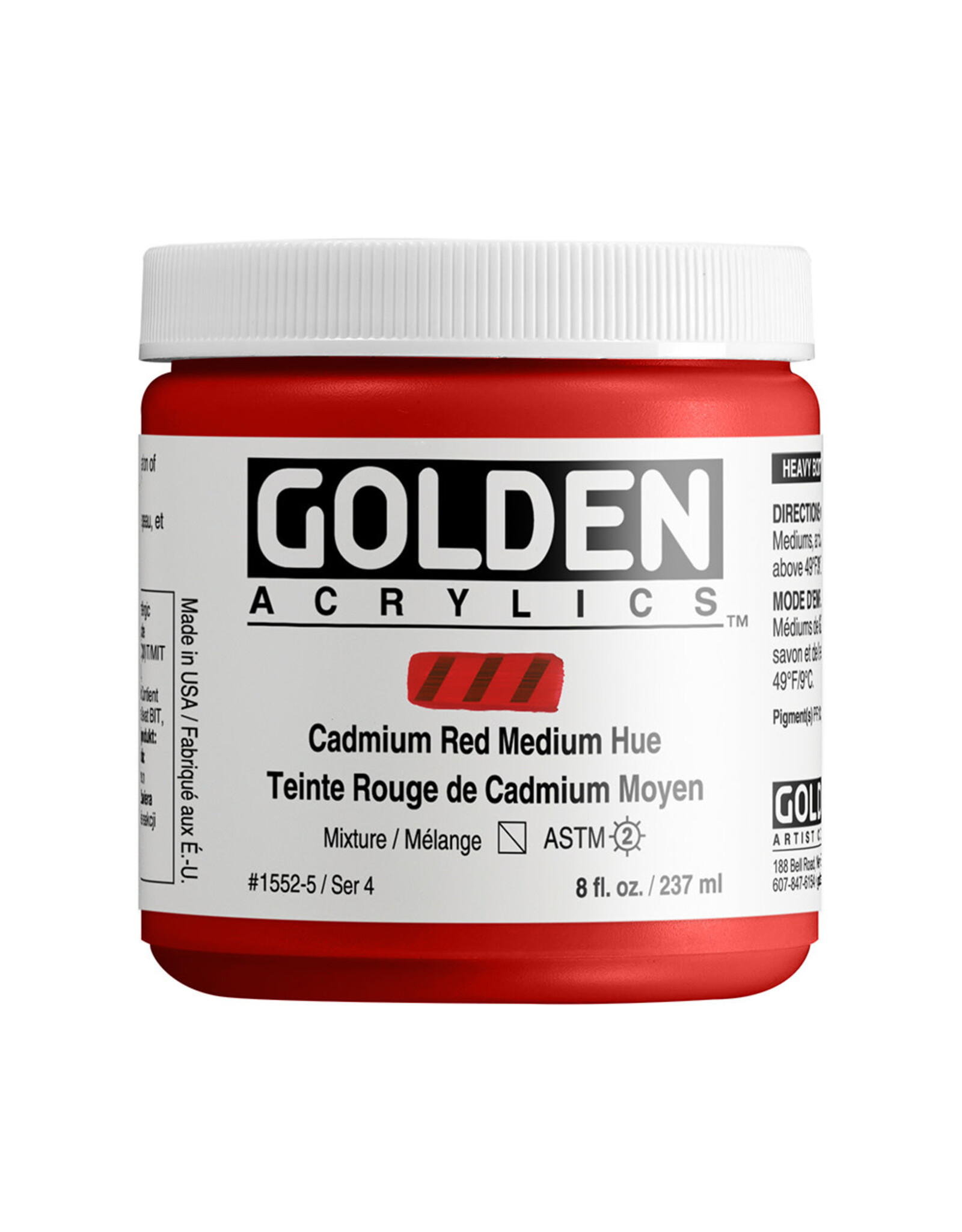 CLEARANCE Golden Heavy Body Acrylic Paint, Cadmium Red Medium Hue, 8oz