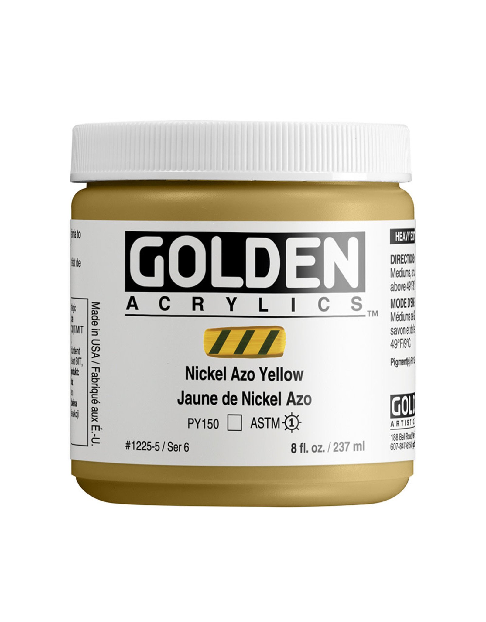 CLEARANCE Golden Heavy Body Acrylic Paint, Nickel Azo Yellow, 8oz