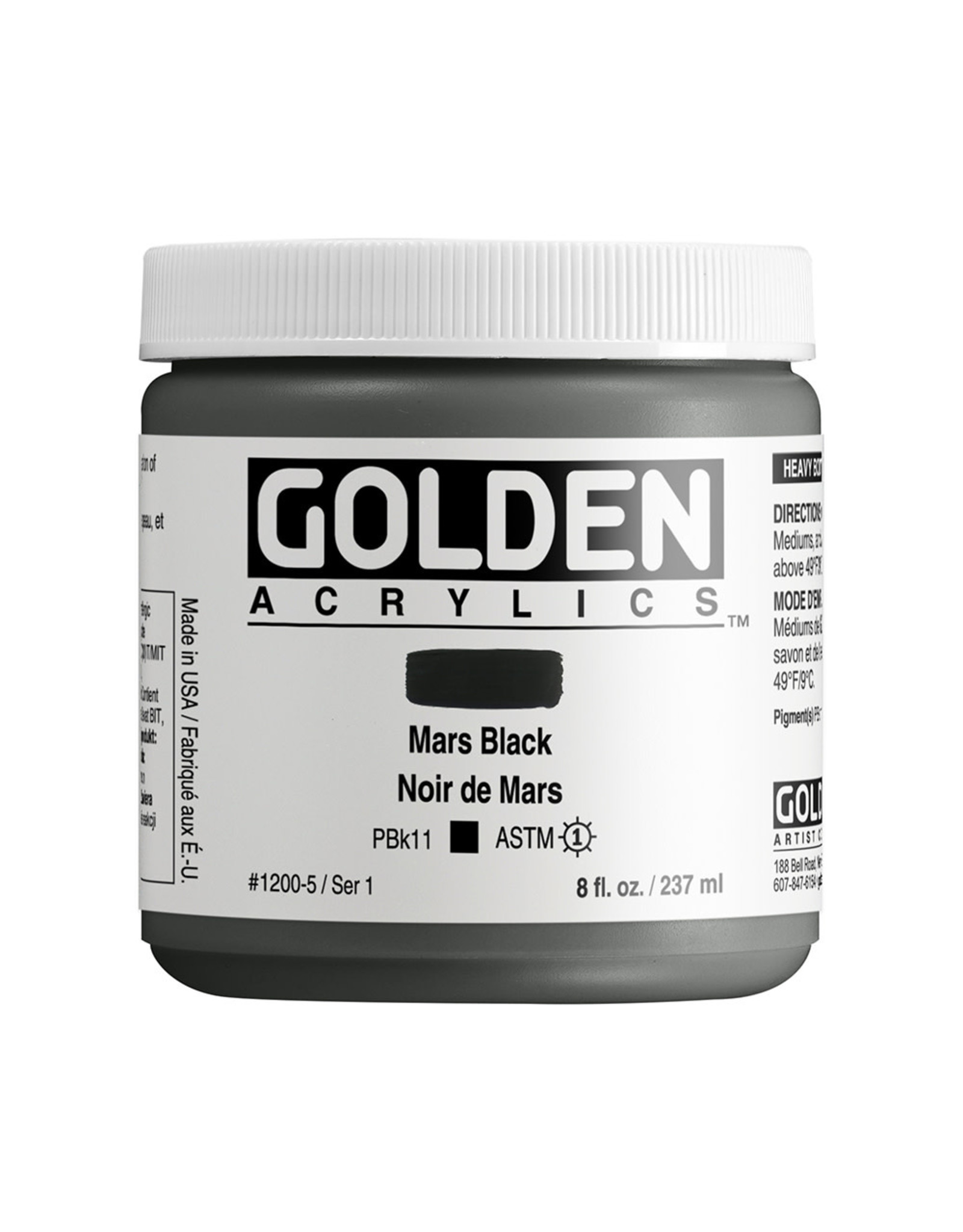 Golden Heavy Body Acrylic Paint, Mars Black, 8oz - The Art Store/Commercial  Art Supply