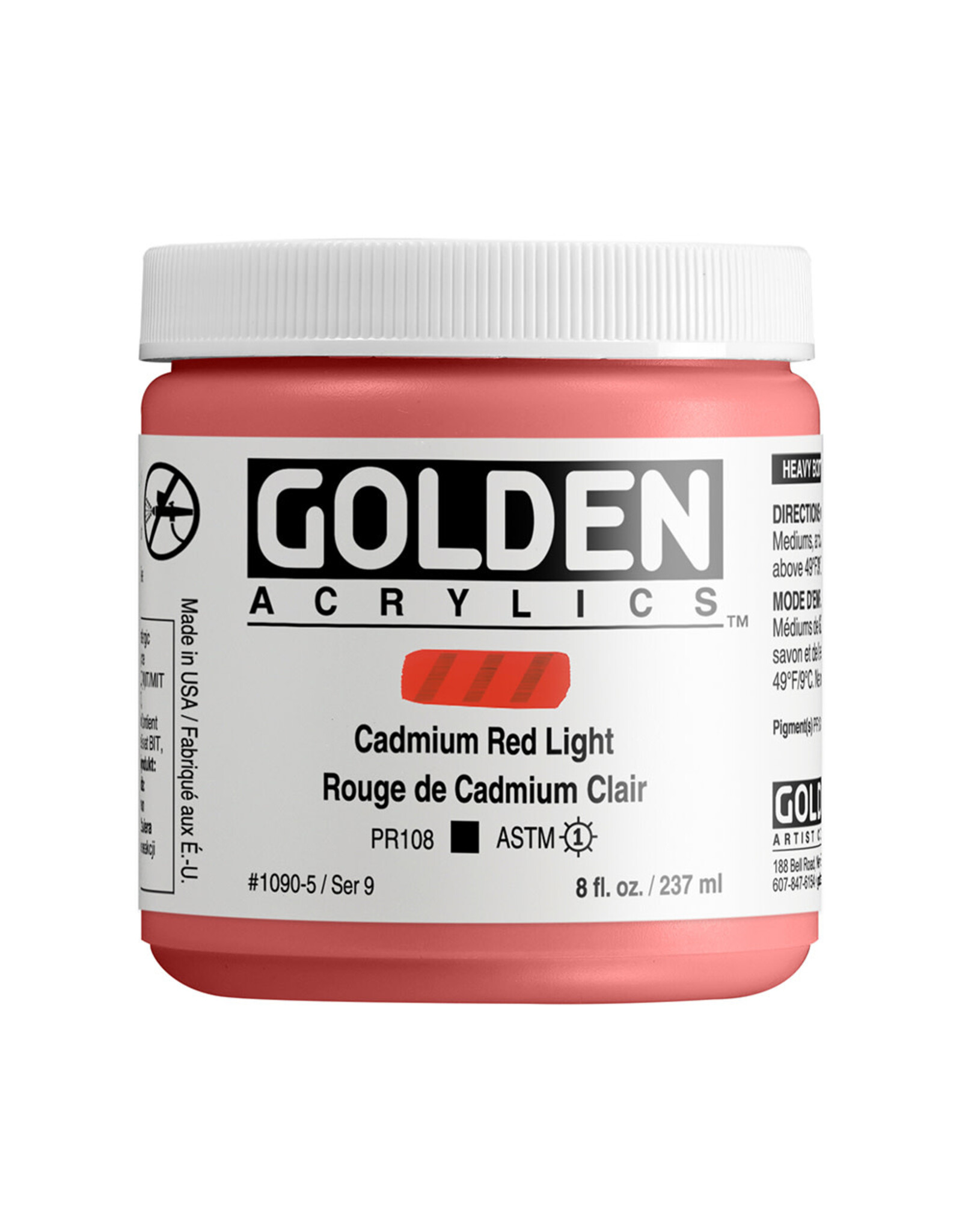 GOLDEN HEAVY BODY ACRYLIC PAINT CADMIUM RED LIGHT