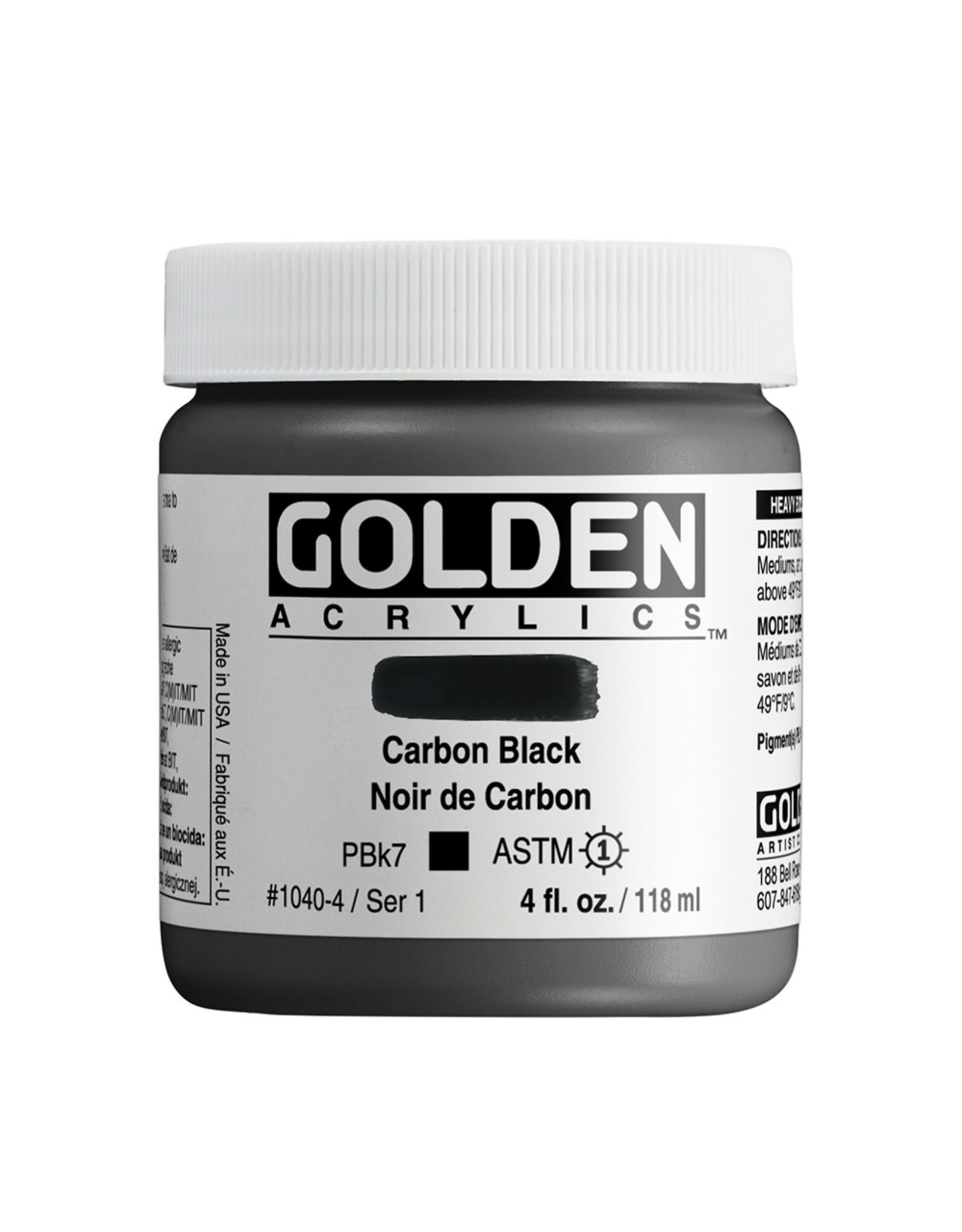 Golden Golden Heavy Body Acrylic Paint, Carbon Black, 4oz