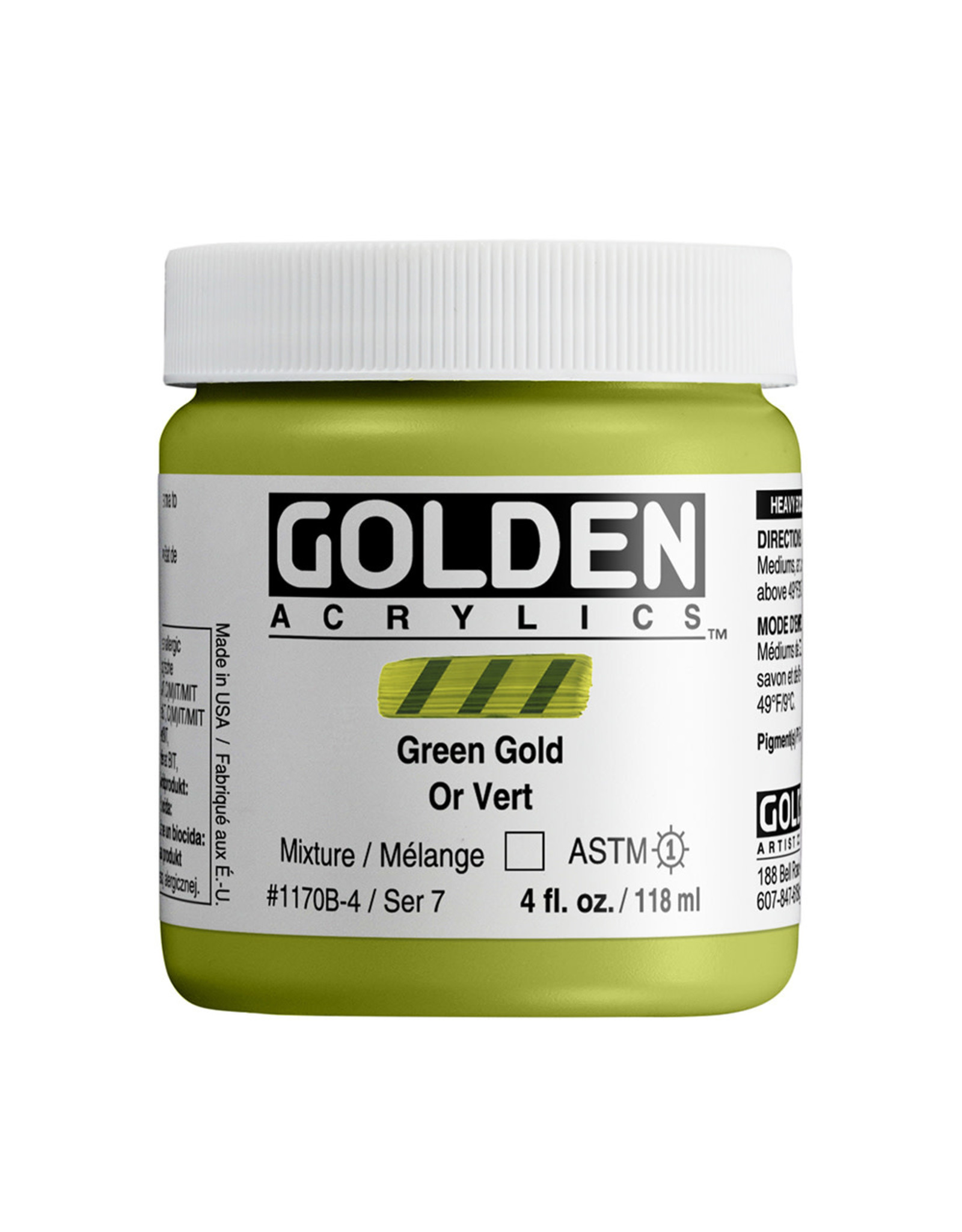 Golden Golden Heavy Body Acrylic Paint, Green Gold, 4oz