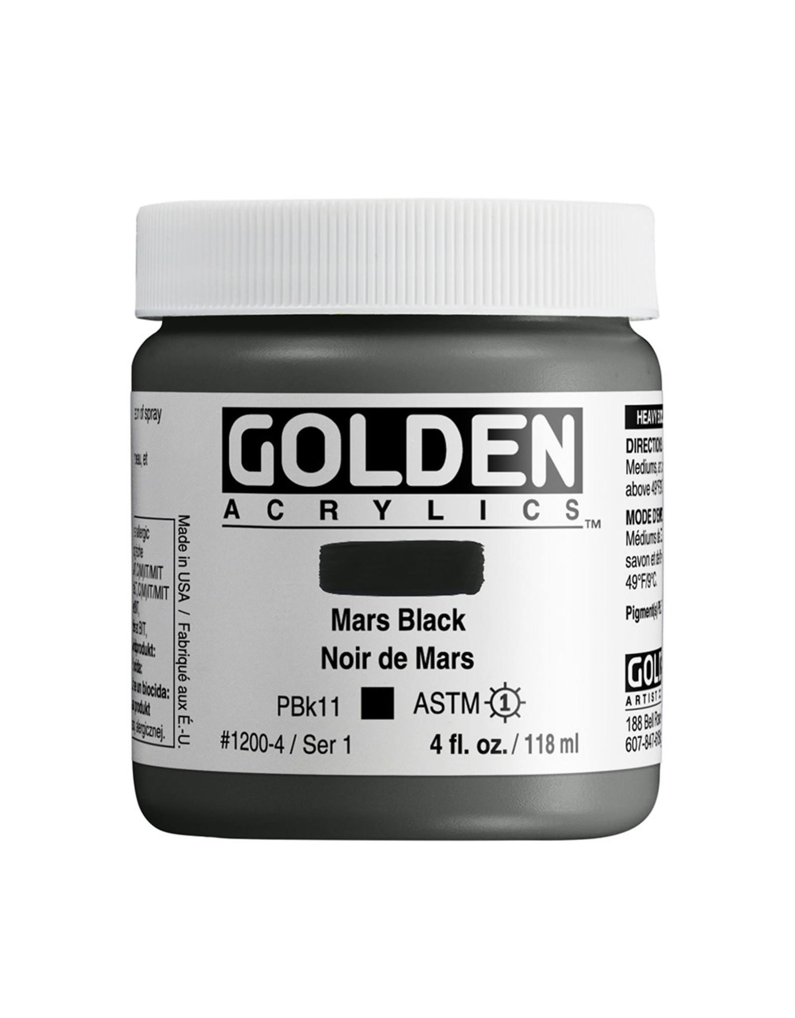 Golden Golden Heavy Body Acrylic Paint, Mars Black, 4oz