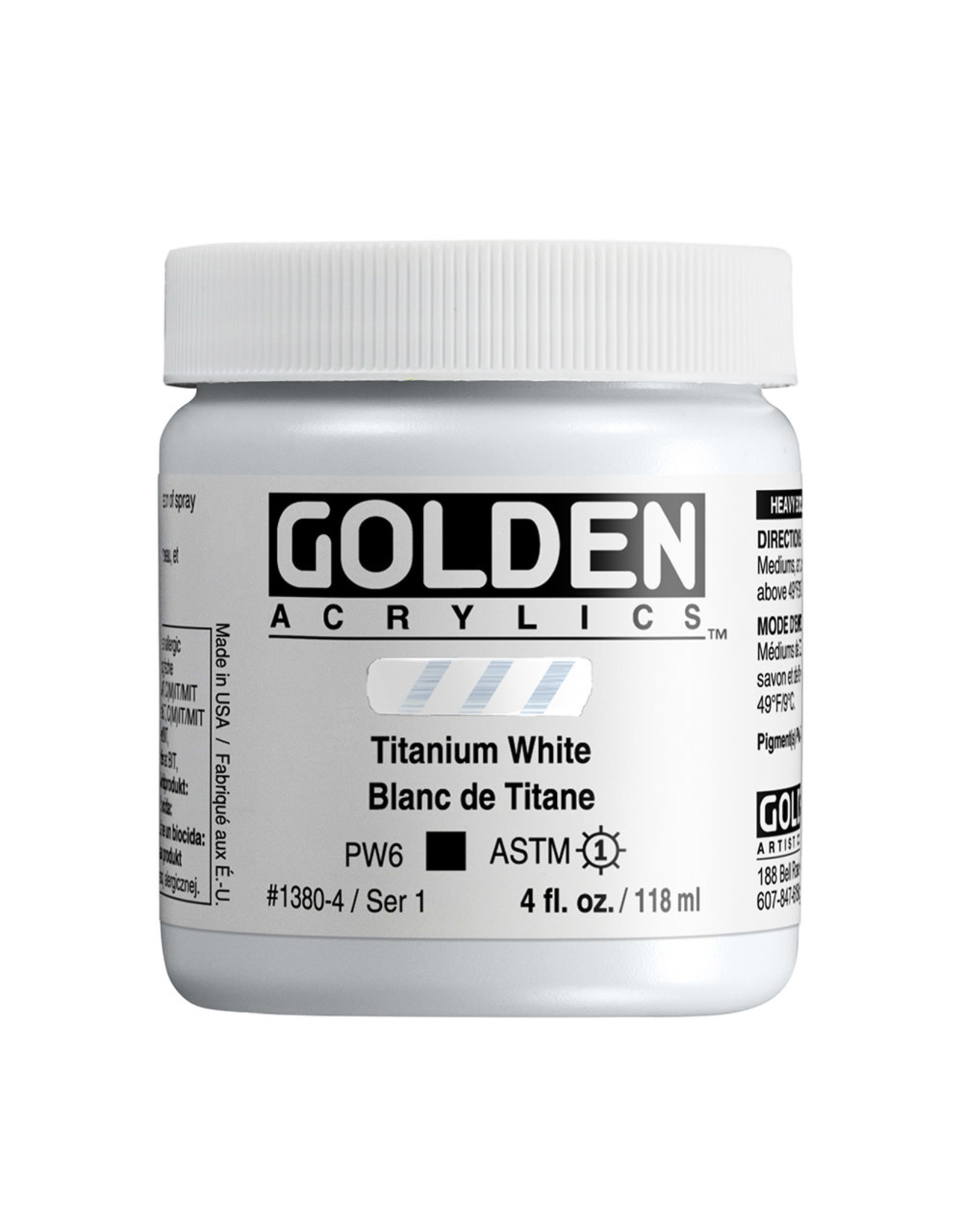 Golden Golden Heavy Body Acrylic Paint, Titanium White, 4oz