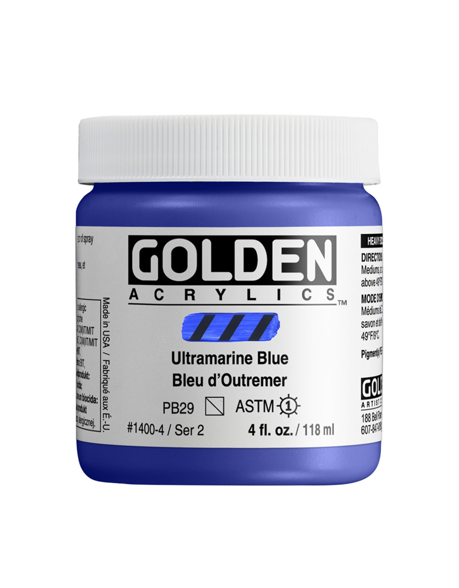 Golden Golden Heavy Body Acrylic Paint, Ultramarine Blue, 4oz