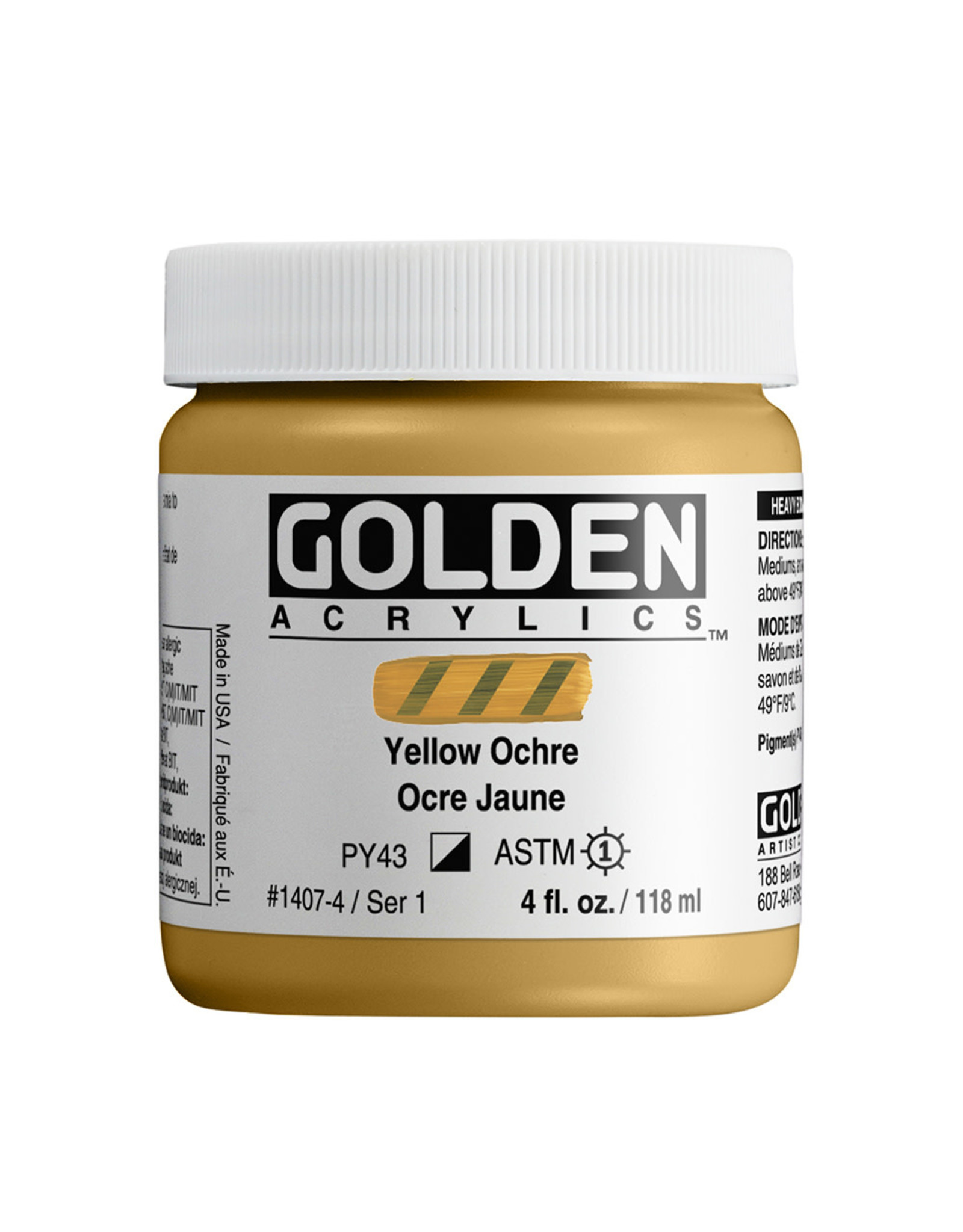 Golden Golden Heavy Body Acrylic Paint, Yellow Ochre, 4oz