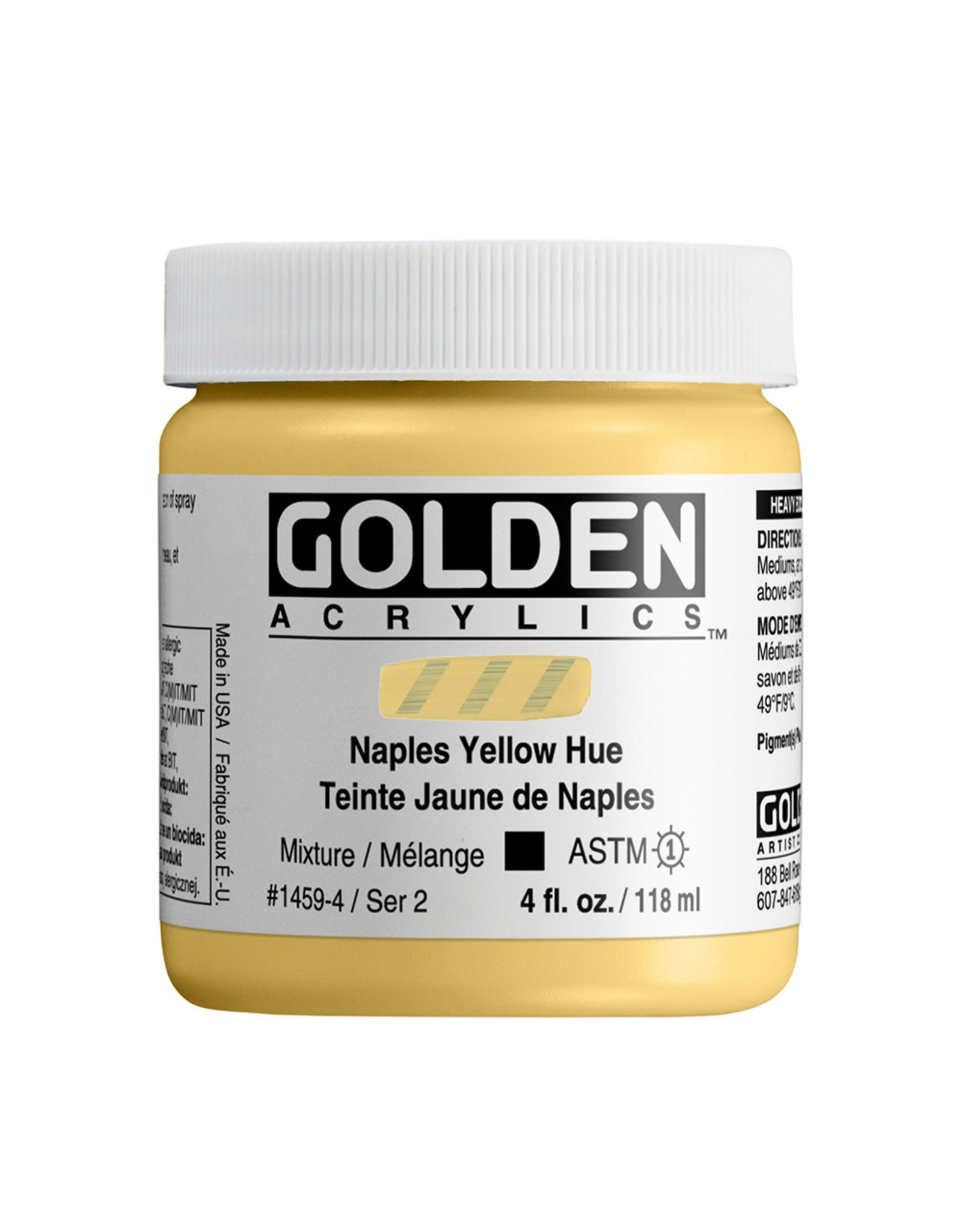 Golden Golden Heavy Body Acrylic Paint, Naples Yellow Hue, 4oz