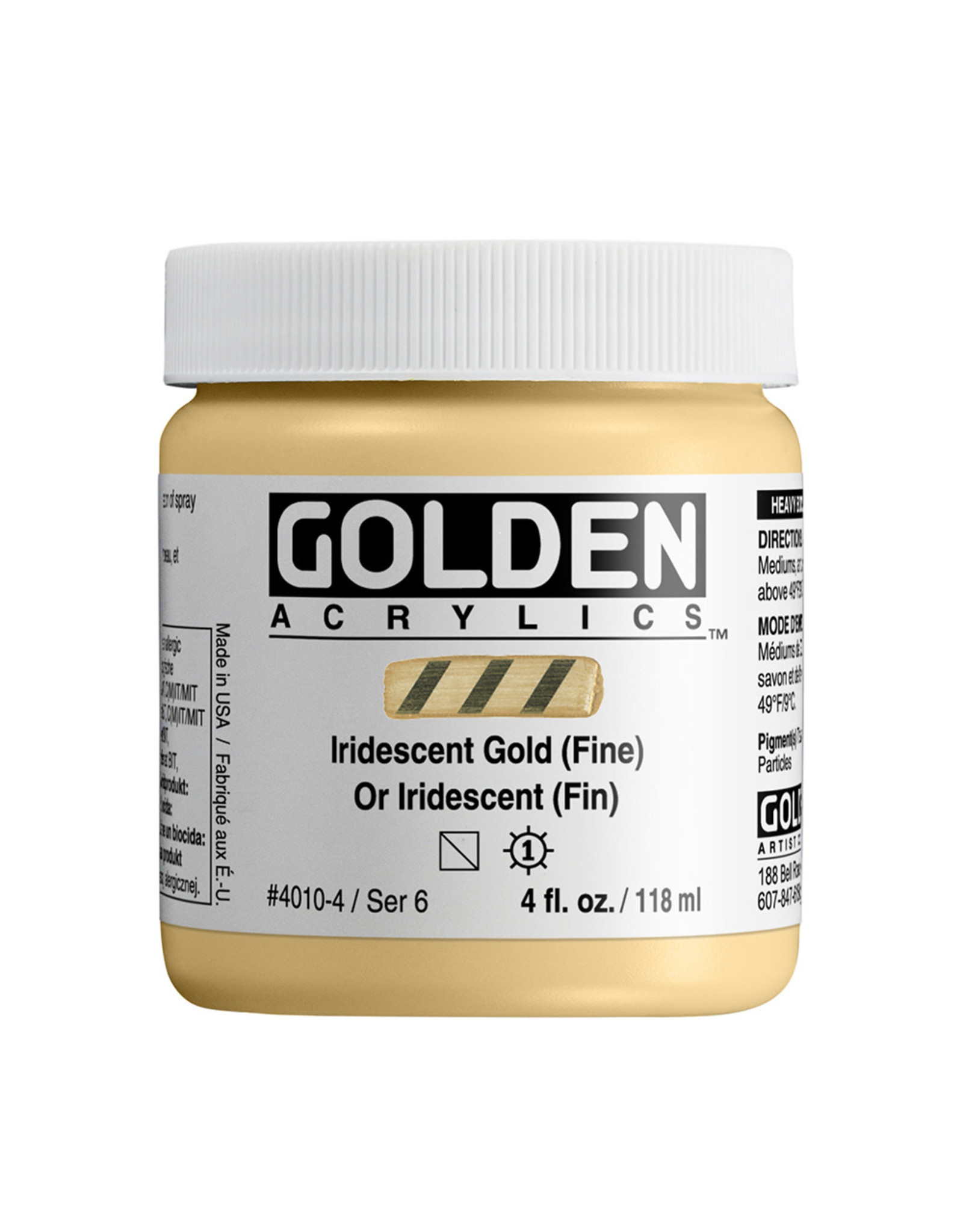 Golden Golden Heavy Body Acrylic Paint, Iridescent Gold (Fine), 4oz