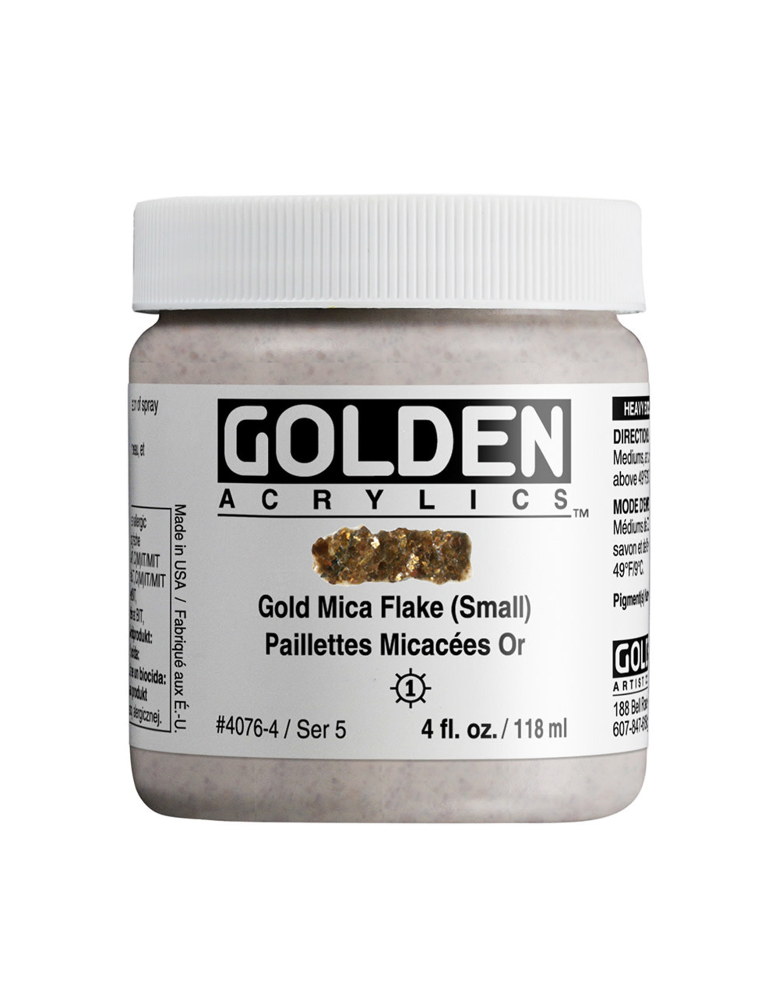 Golden Golden Heavy Body Acrylic Paint, Gold Mica Flake Small, 4oz