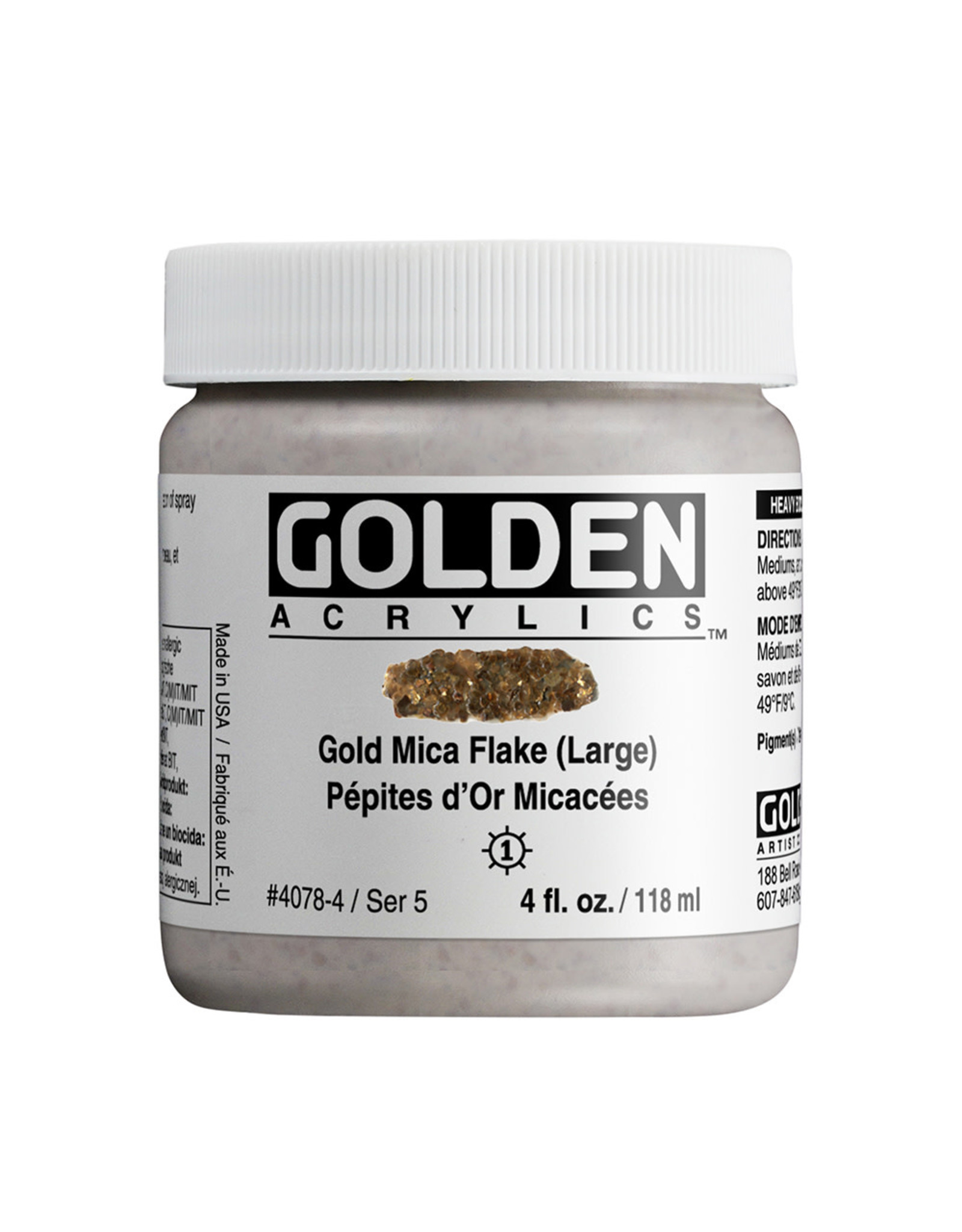 Golden Golden Heavy Body Acrylic Paint, Gold Mica Flake Large, 4oz