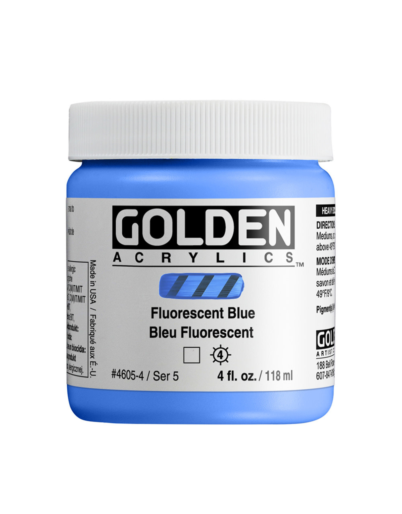 Golden Golden Heavy Body Acrylic Paint, Fluorescent Blue, 4oz