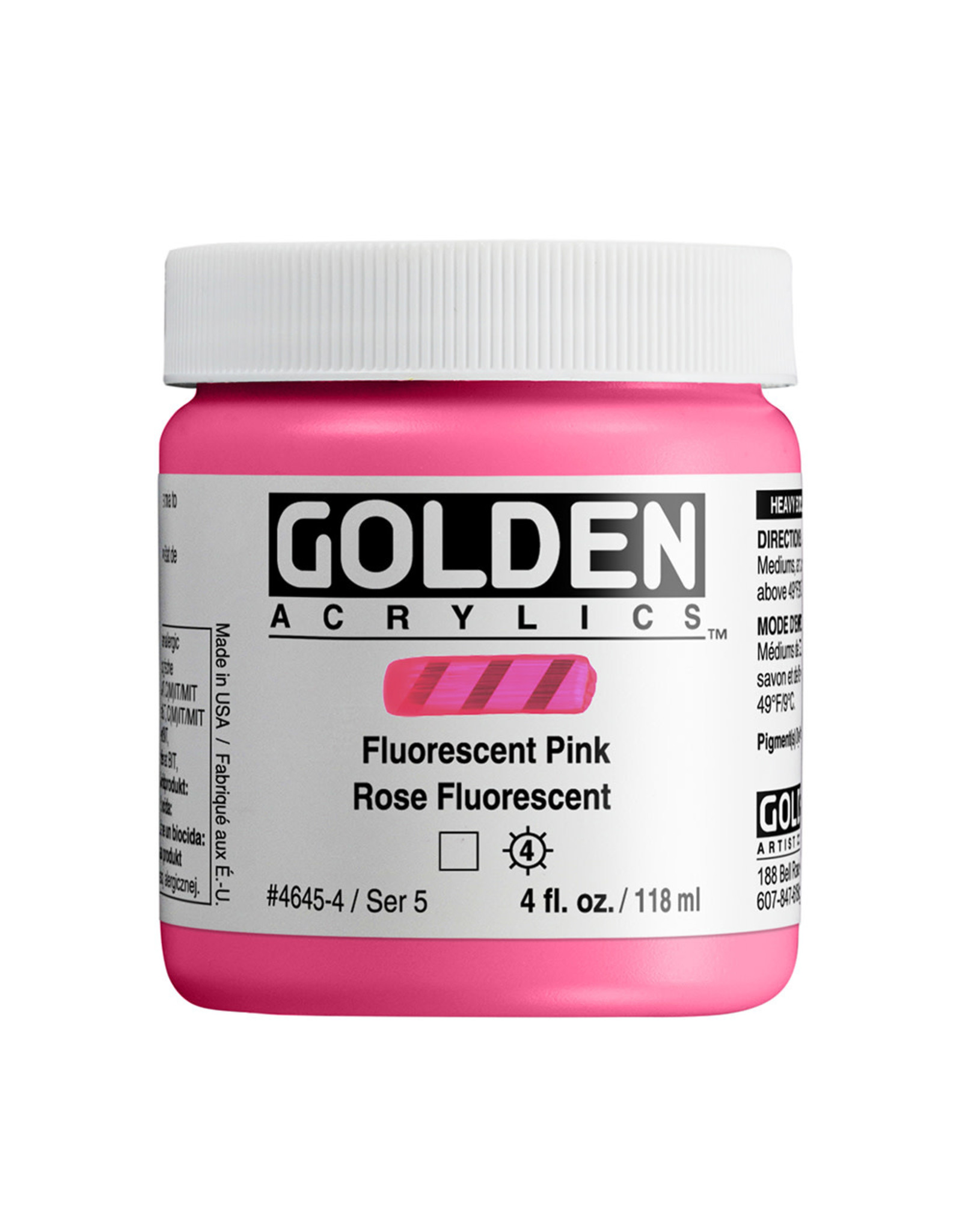 Golden Golden Heavy Body Acrylic Paint, Fluorescent Pink, 4oz