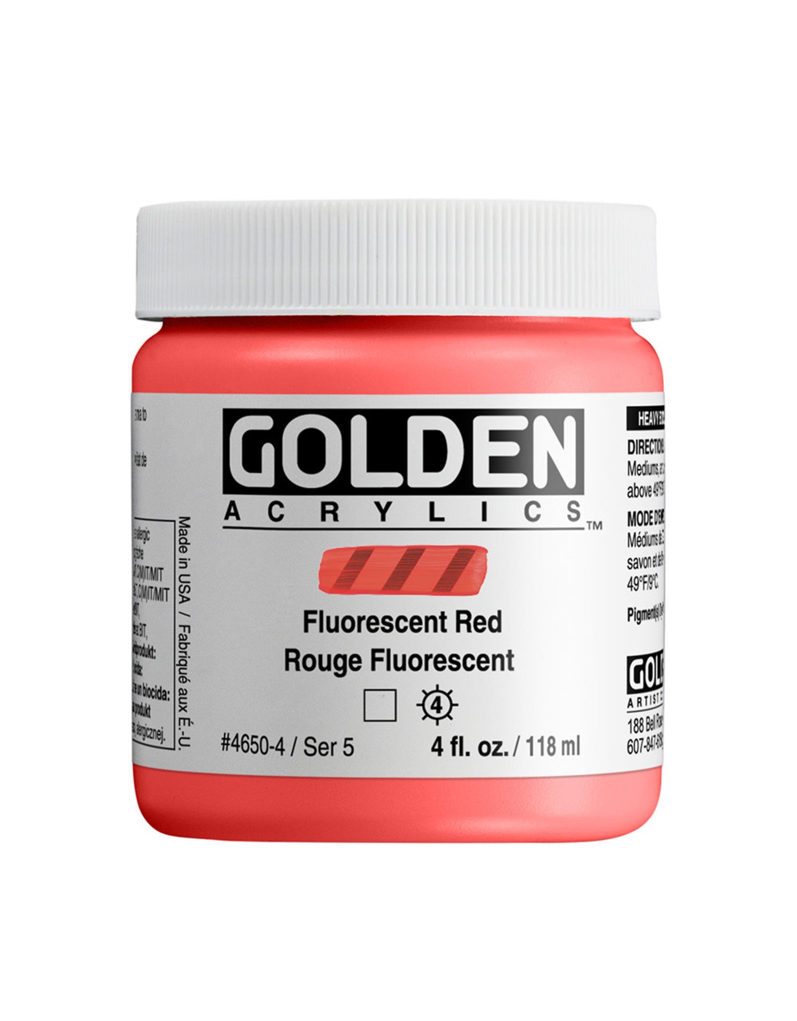 Golden Golden Heavy Body Acrylic Paint, Fluorescent Red, 4oz