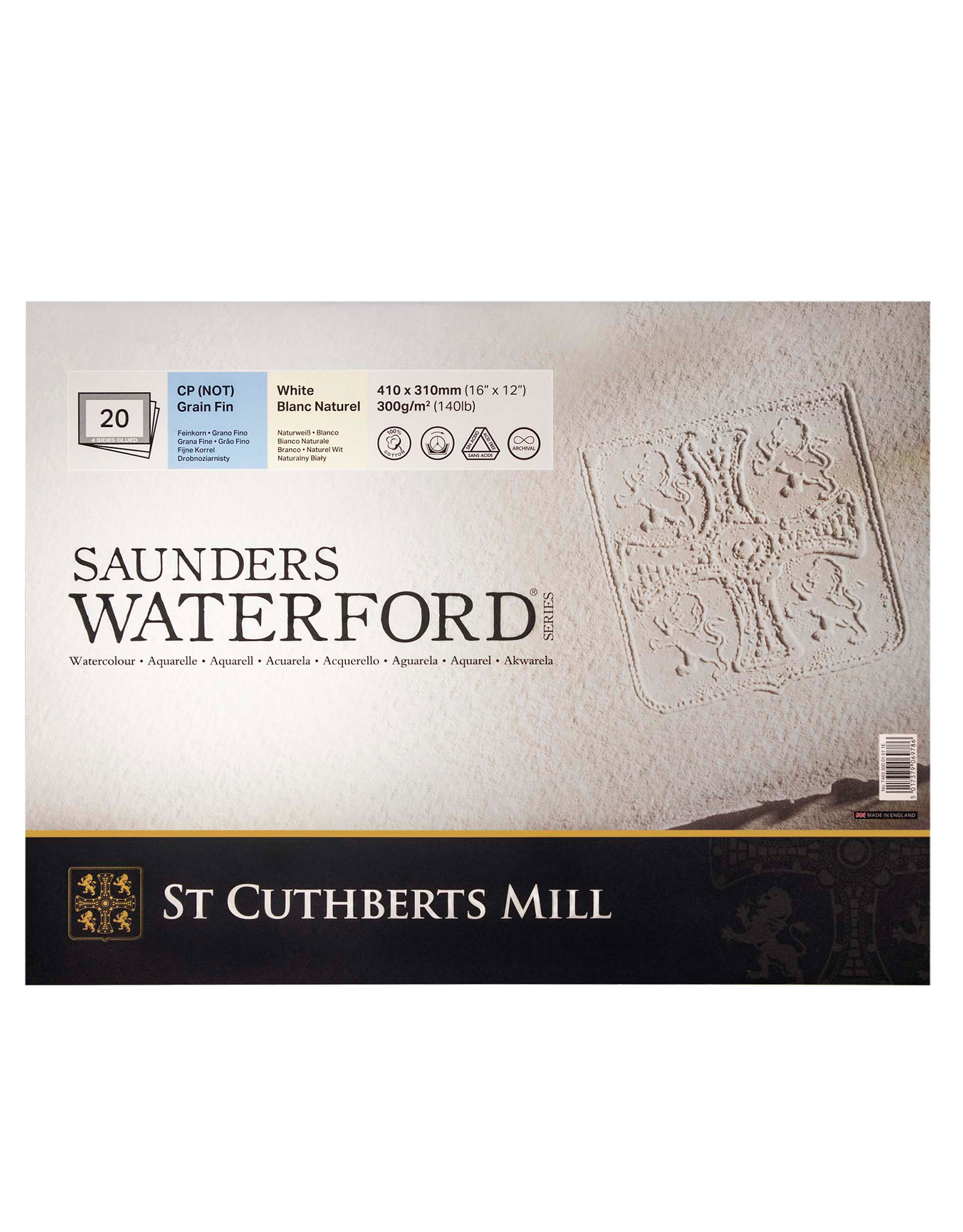 St.Cuthberts Saunders Waterford Cold-Press Block, 16” x 12”, Natural White