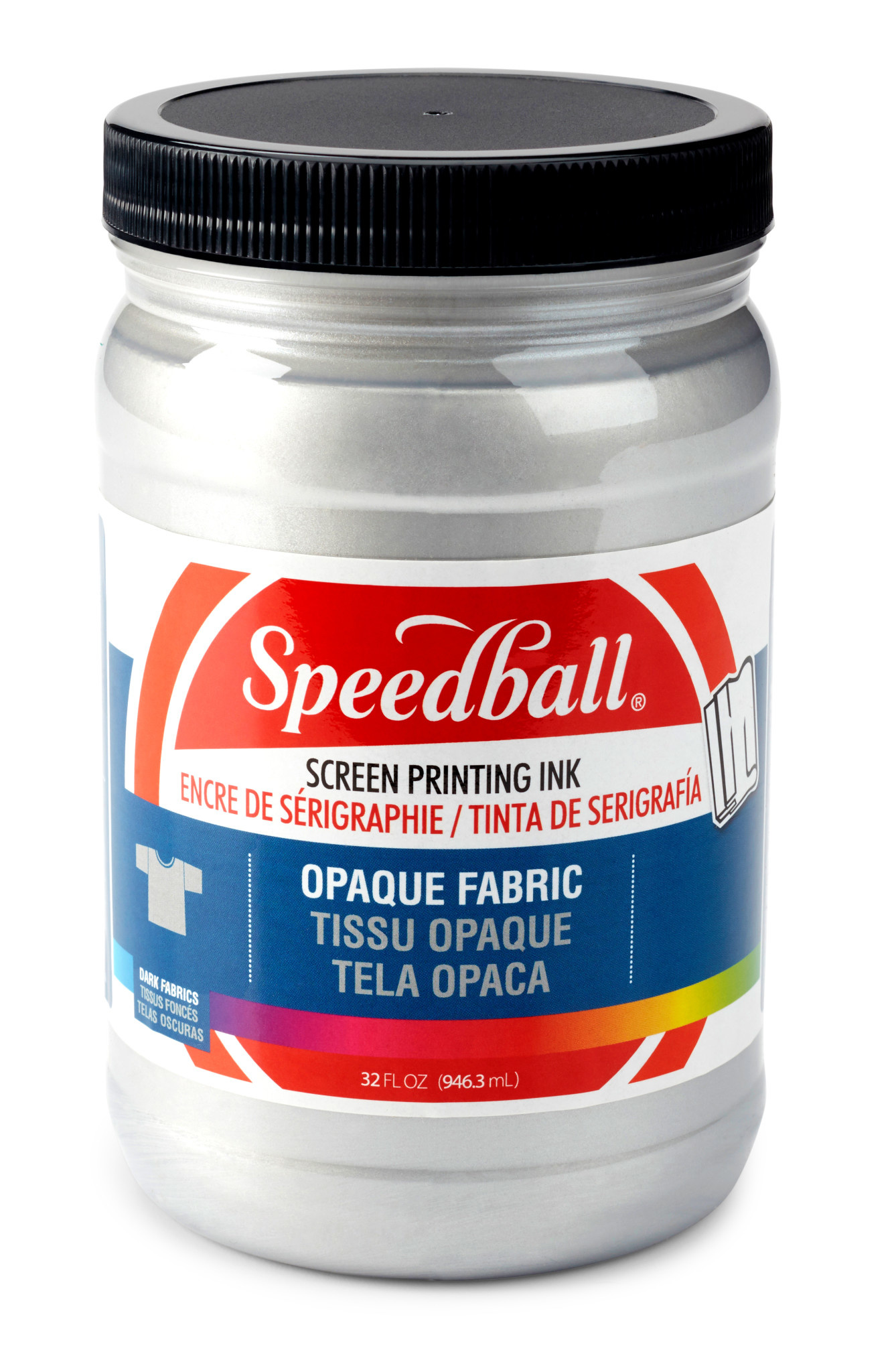 Speedball Fabric Screen Printing Ink, Opaque Silver, 32oz - The