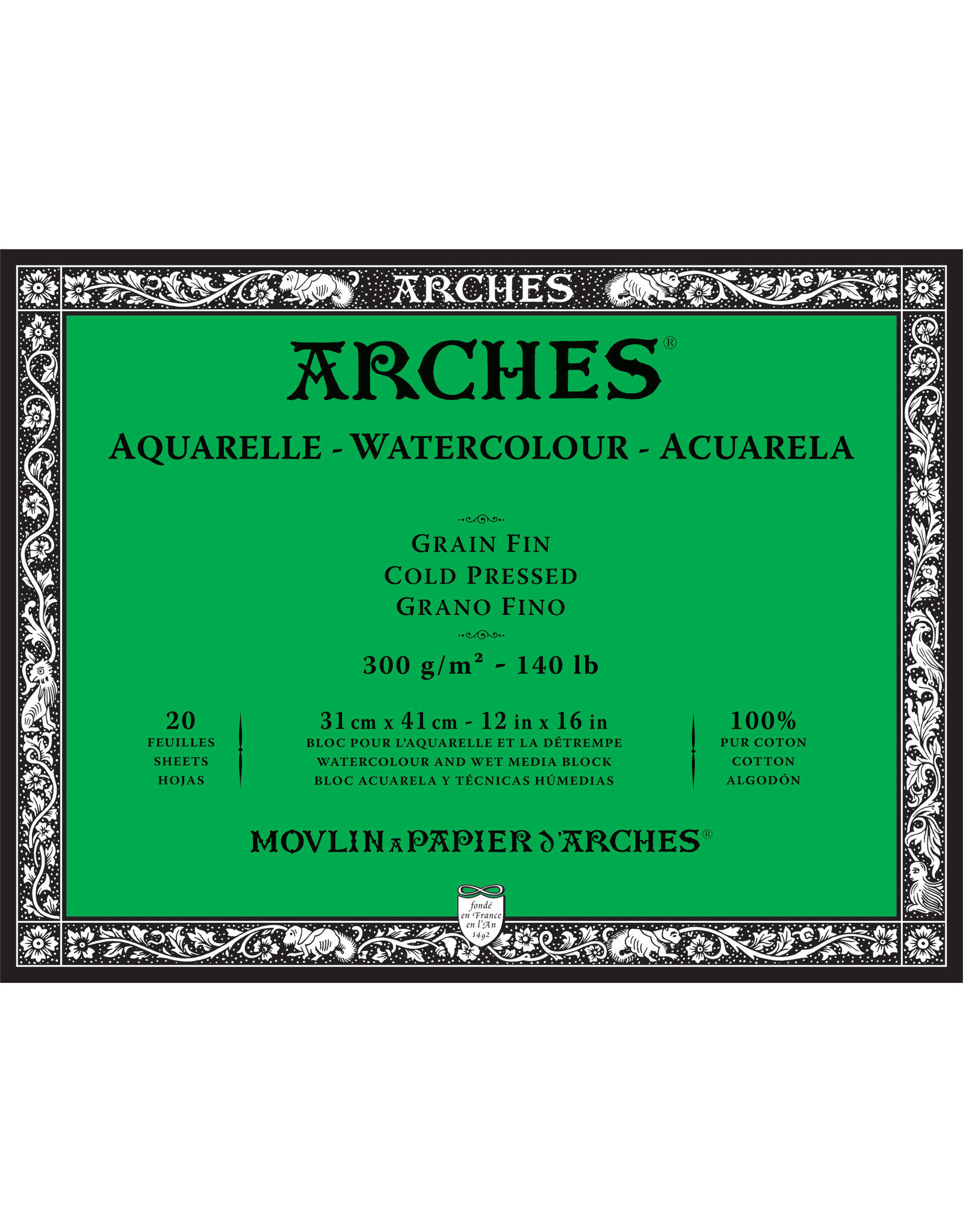 Arches Arches Watercolour Block, Cold Pressed, 12'' x 16'' 140lb