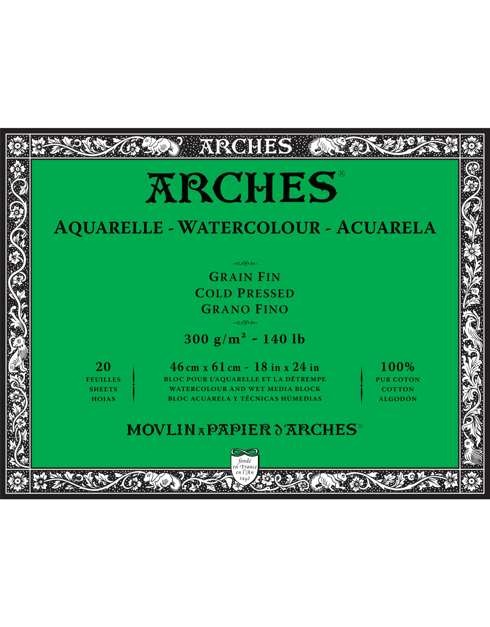Arches Arches Watercolour Block, Cold Pressed, 18'' x 24'' 140lb