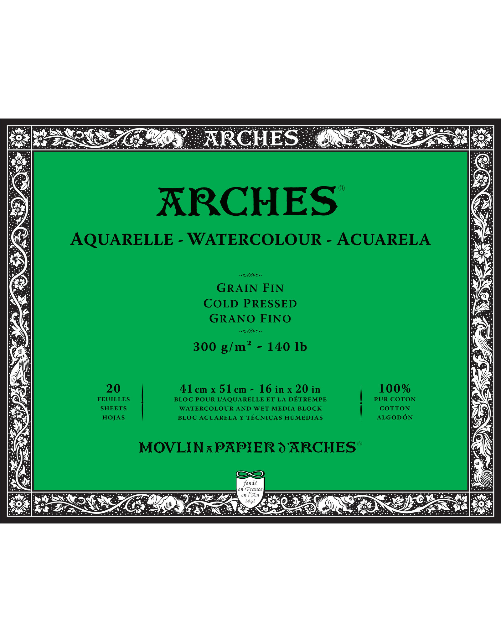 Arches Arches Watercolour Block, Cold Pressed, 16'' x 20'' 140lb