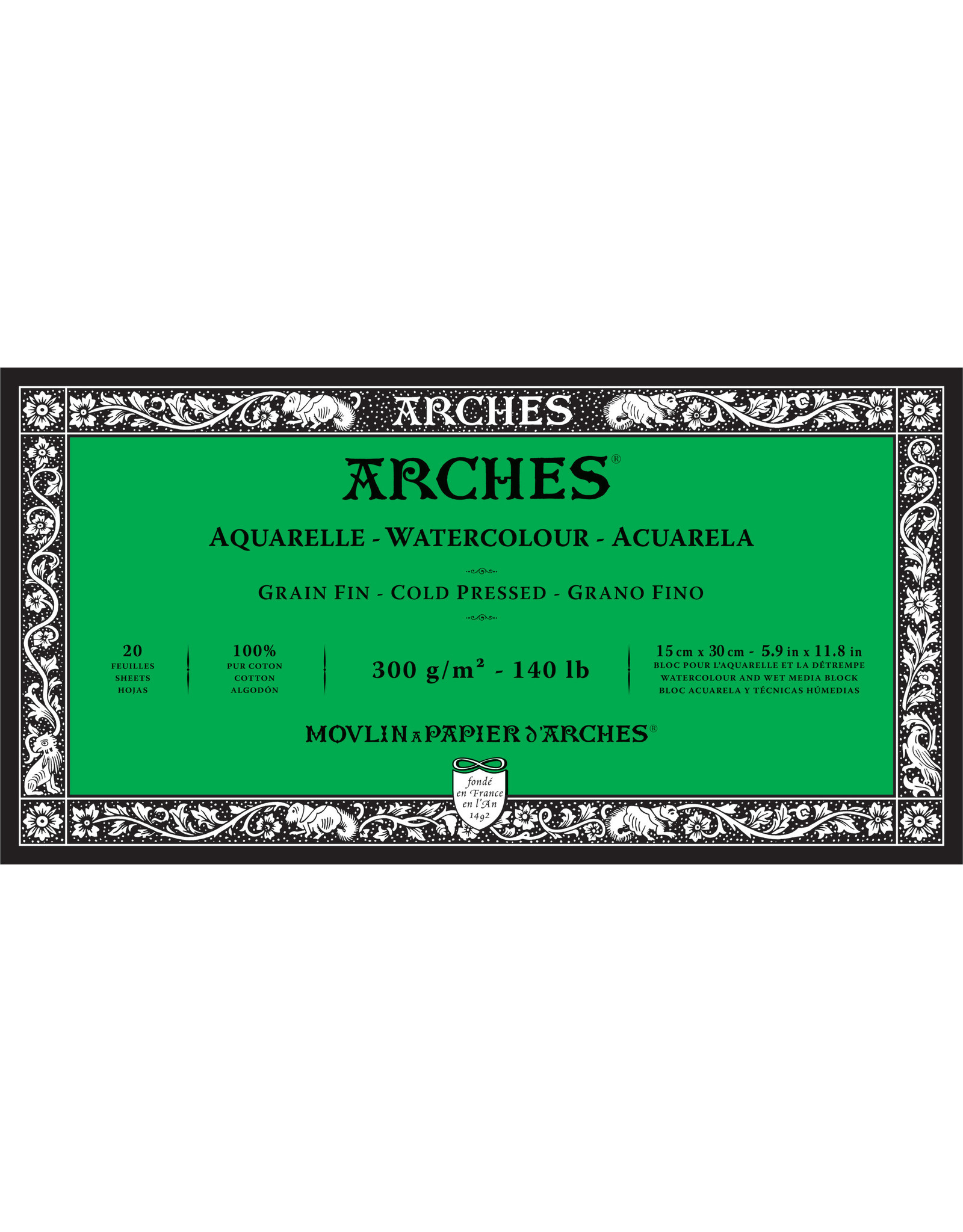 Arches Arches Watercolour Block, Cold Pressed, 5.9'' x 11.8'' 140lb