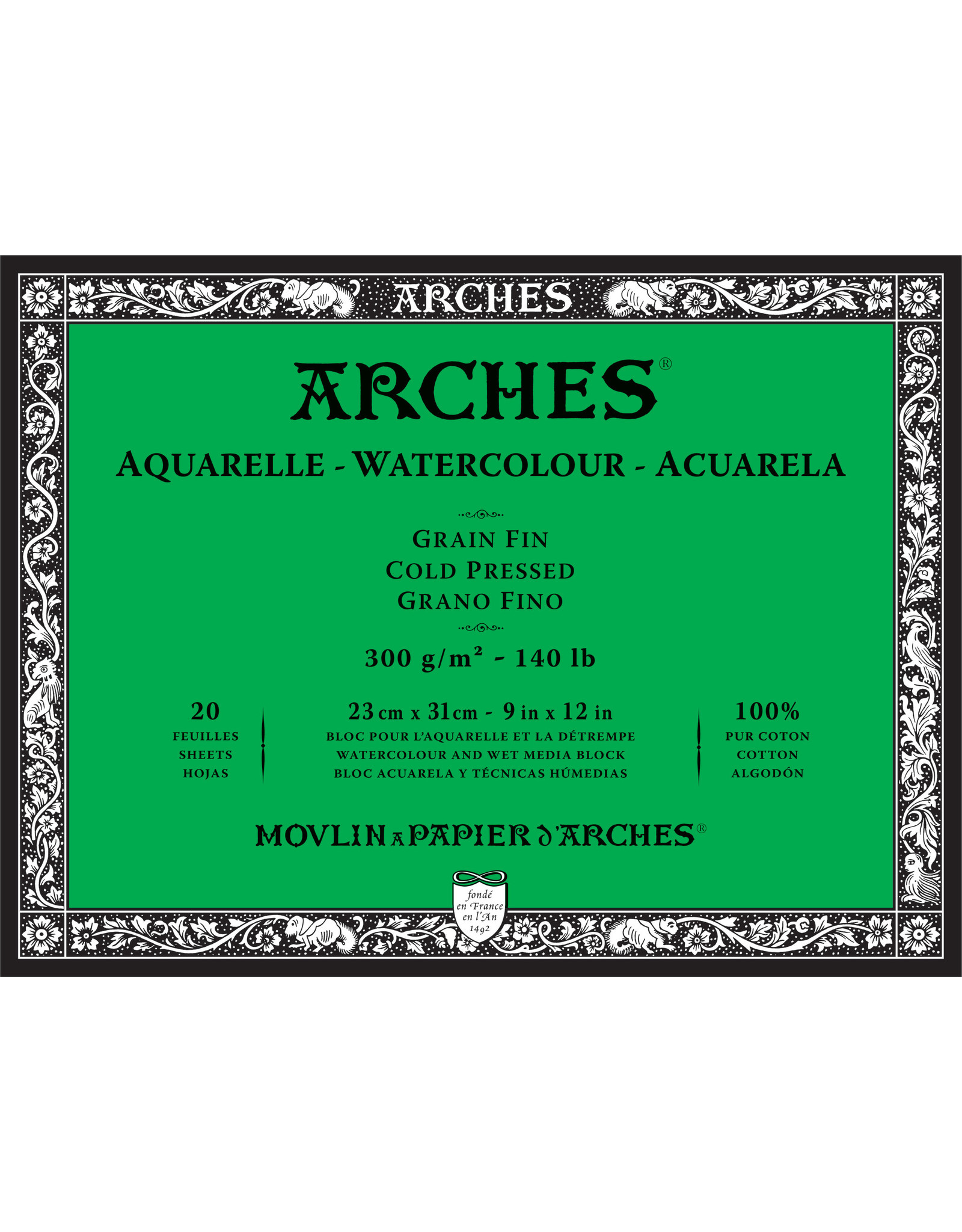 Arches Arches Watercolour Block, Cold Pressed, 9'' x 12'' 140lb