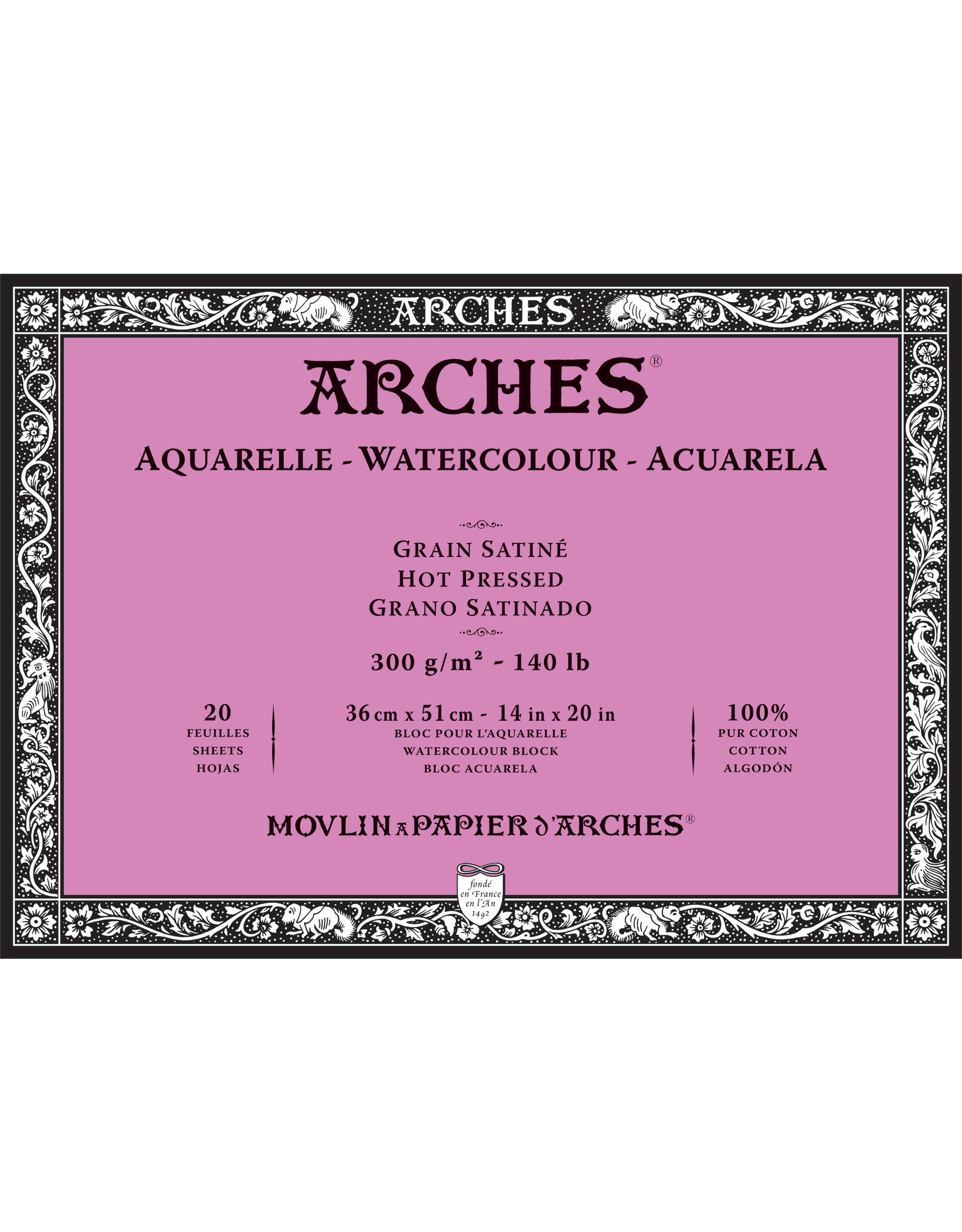 Arches Arches Watercolour Block, Hot Pressed, 14'' x 20'' 140lb