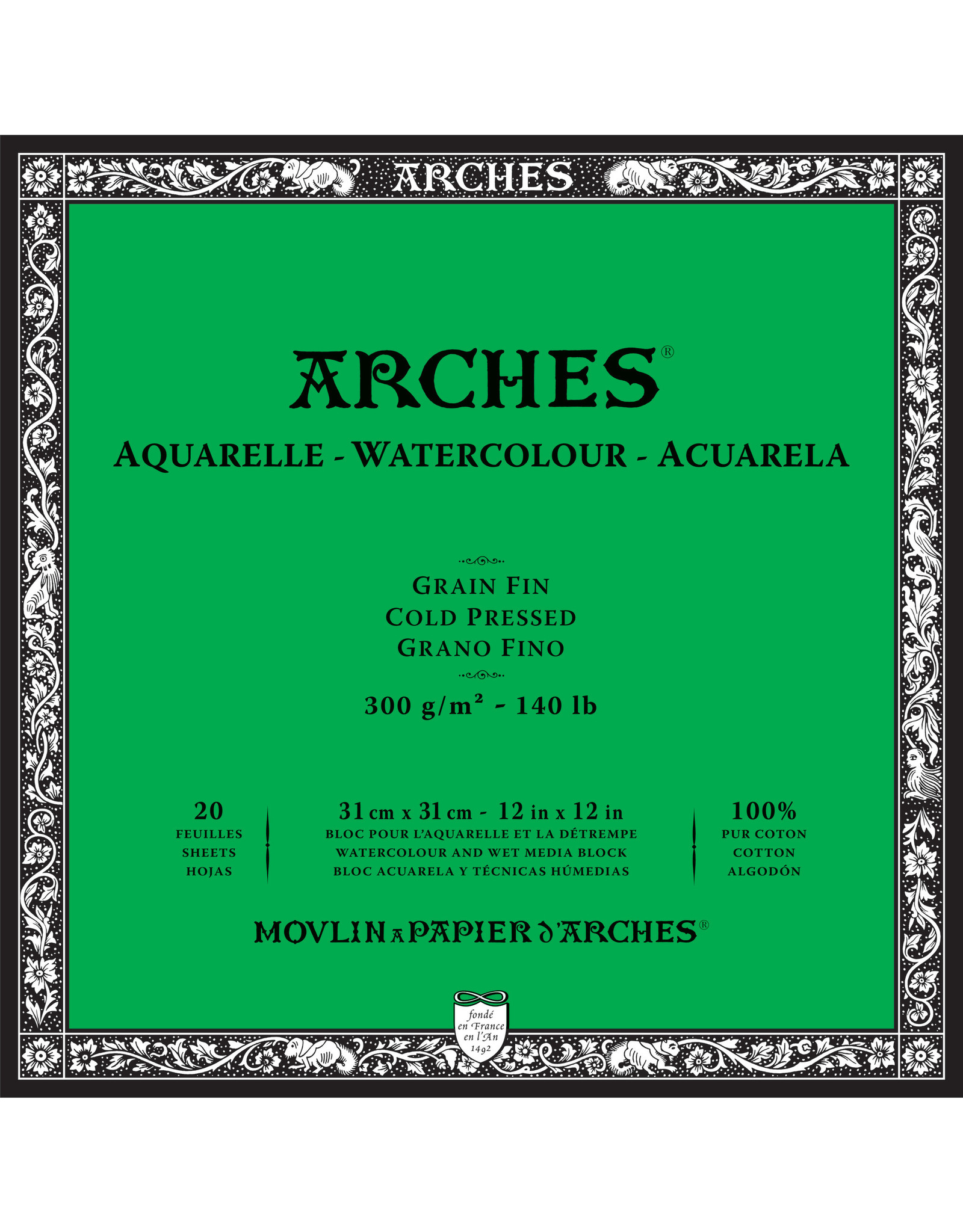 Arches Arches Watercolor Pad, Cold Press, 12" x 12"