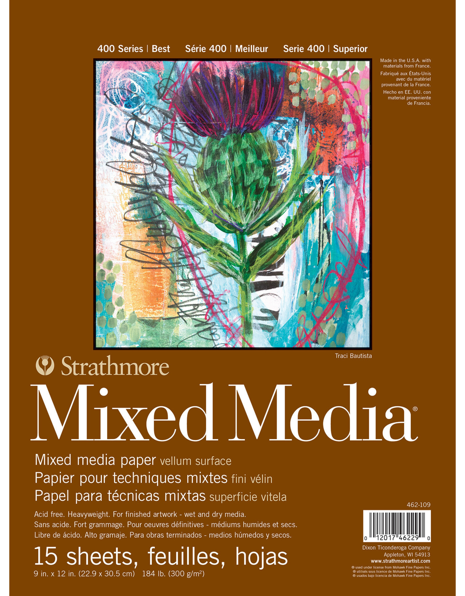 Strathmore Strathmore 400 Mixed Media Pad, 15 Sheets, 9 x 12