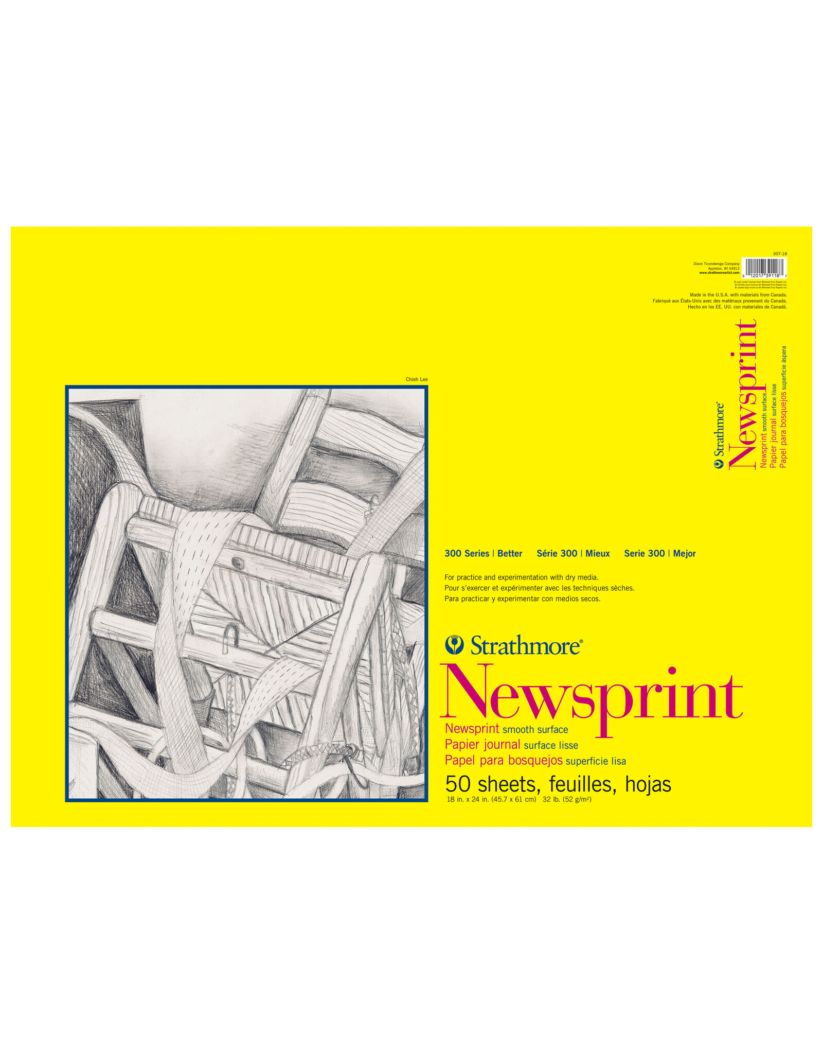 Strathmore Strathmore 300 Newsprint Pads, 50 Sheets, 18” x 24”, Smooth