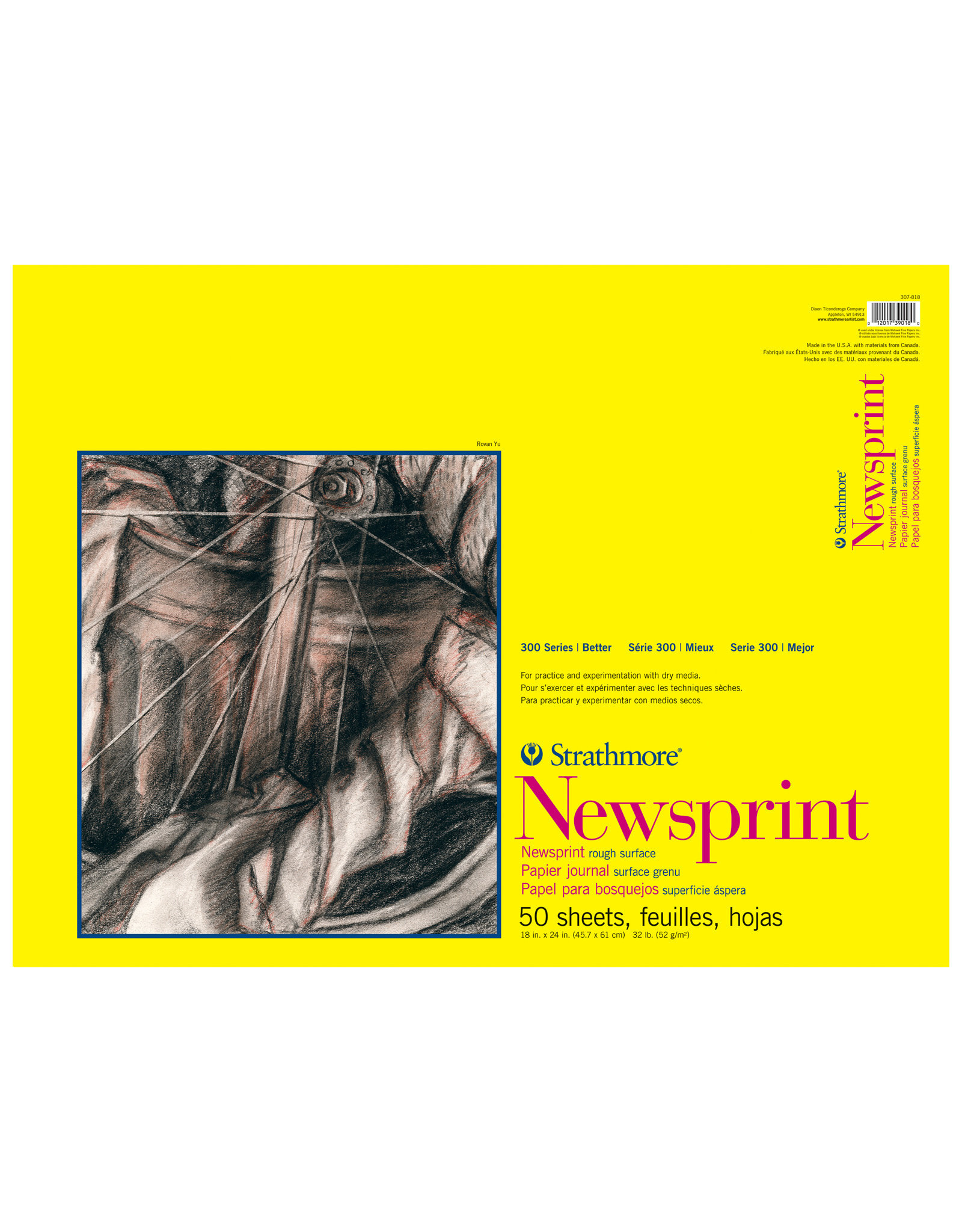 Strathmore Strathmore 300 Newsprint Pads, 50 Sheets 18” x 24”, Rough