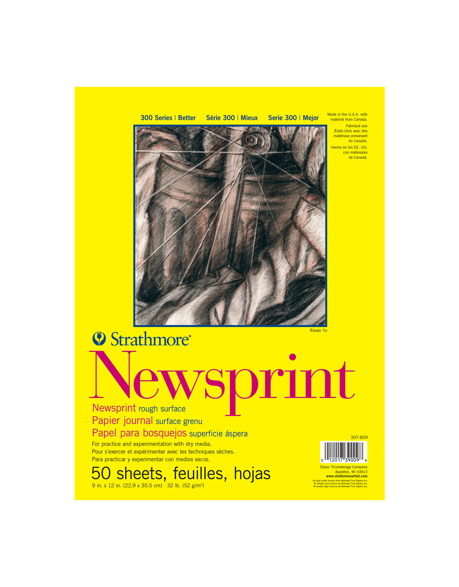 Strathmore Strathmore 300 Newsprint Pad, 50 Sheets, 9” x 12”, Rough
