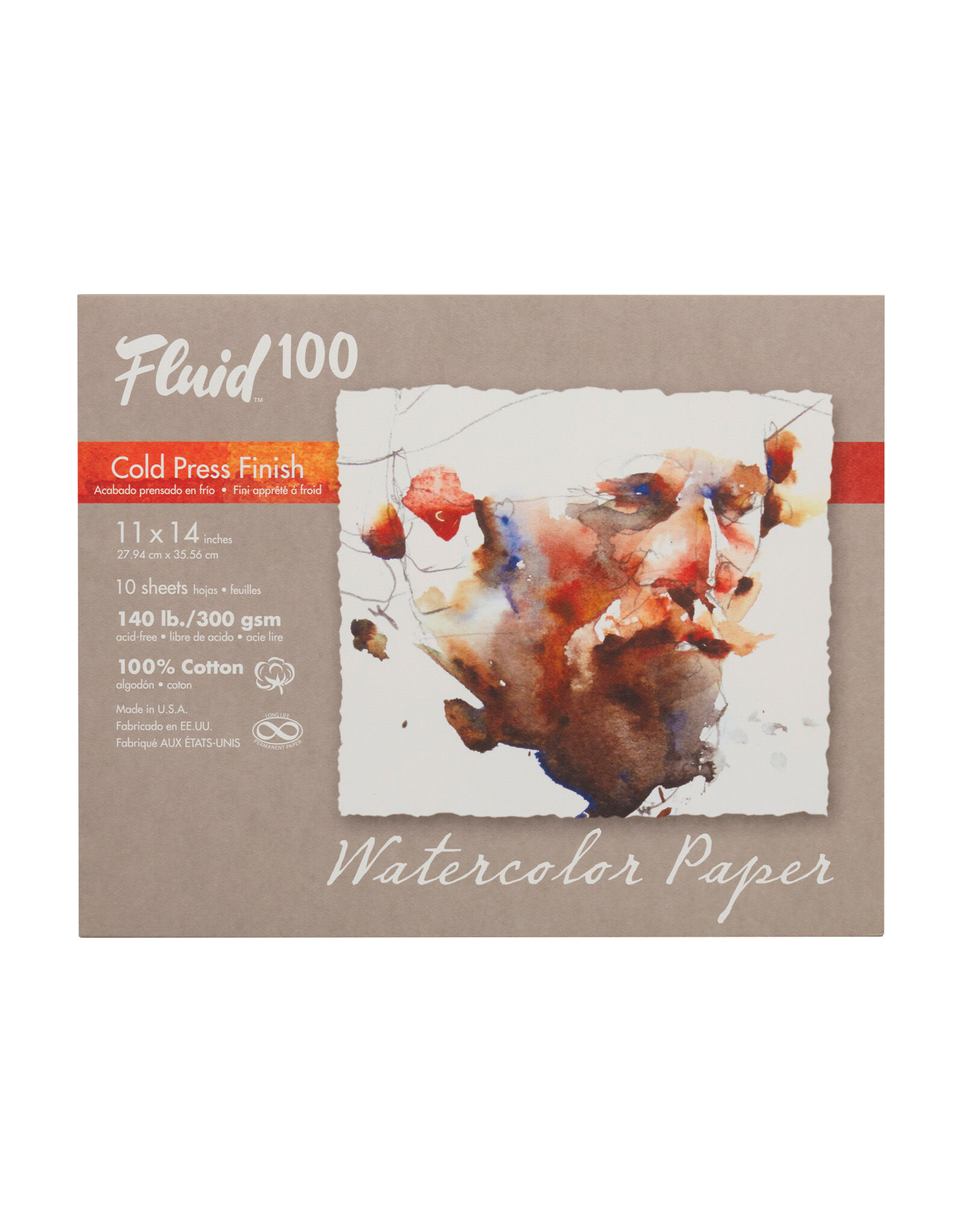 SPEEDBALL ART PRODUCTS Speedball Fluid 100 Cold-Press Pochette, 8 Sheets, 11" x 14", 140lbs