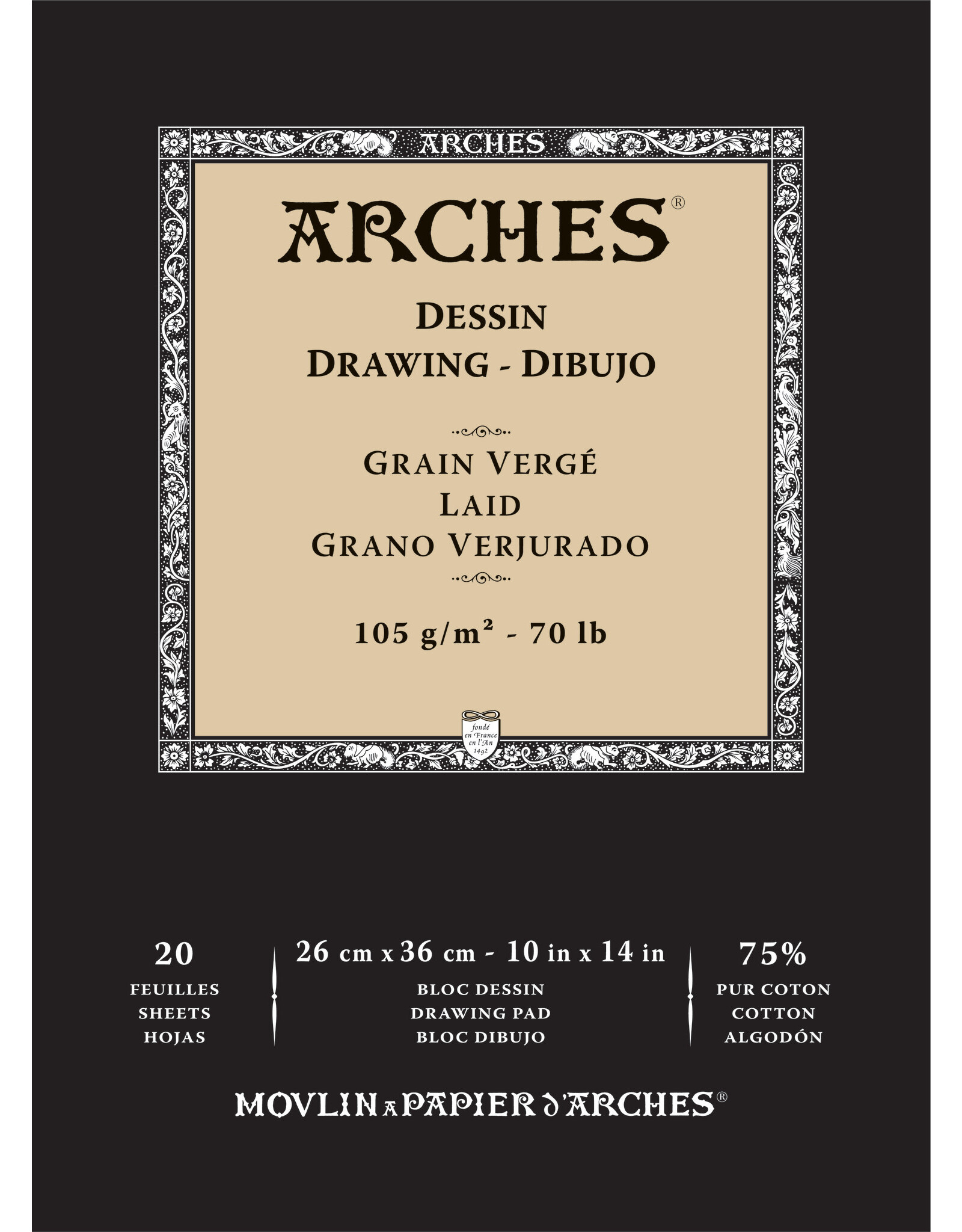 Arches Arches Drawing Pad, 10” x 14”, White