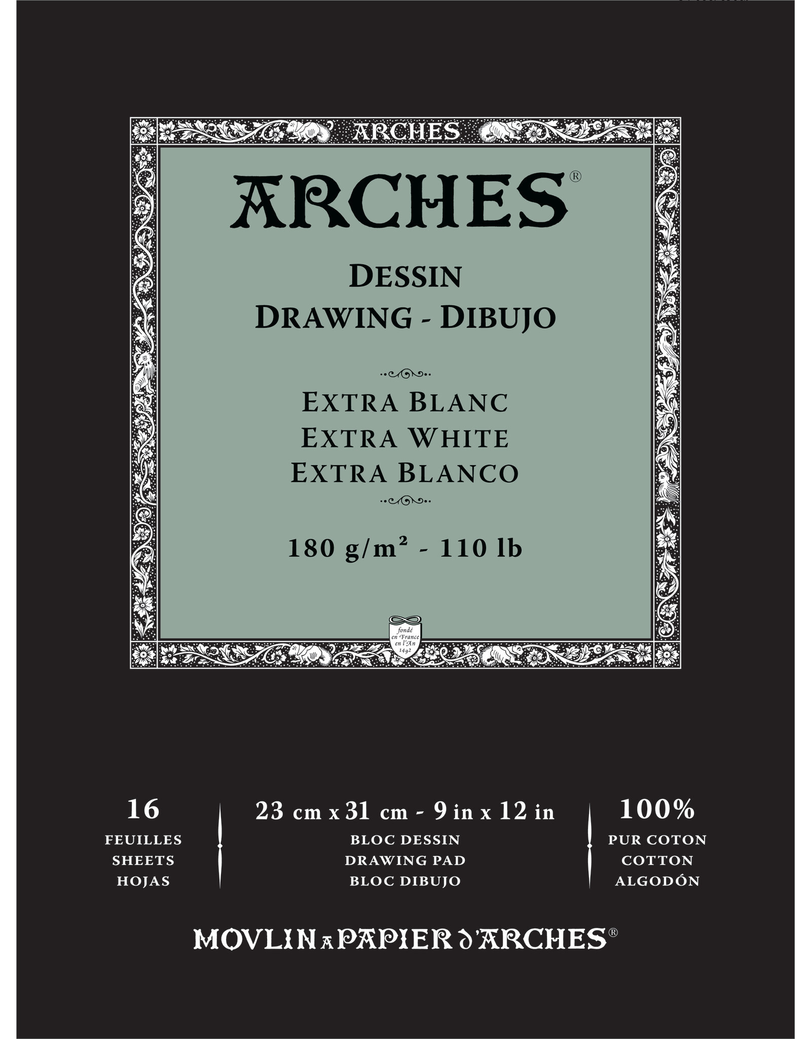 Arches Arches Drawing Pad, 9” x 12”, Extra White