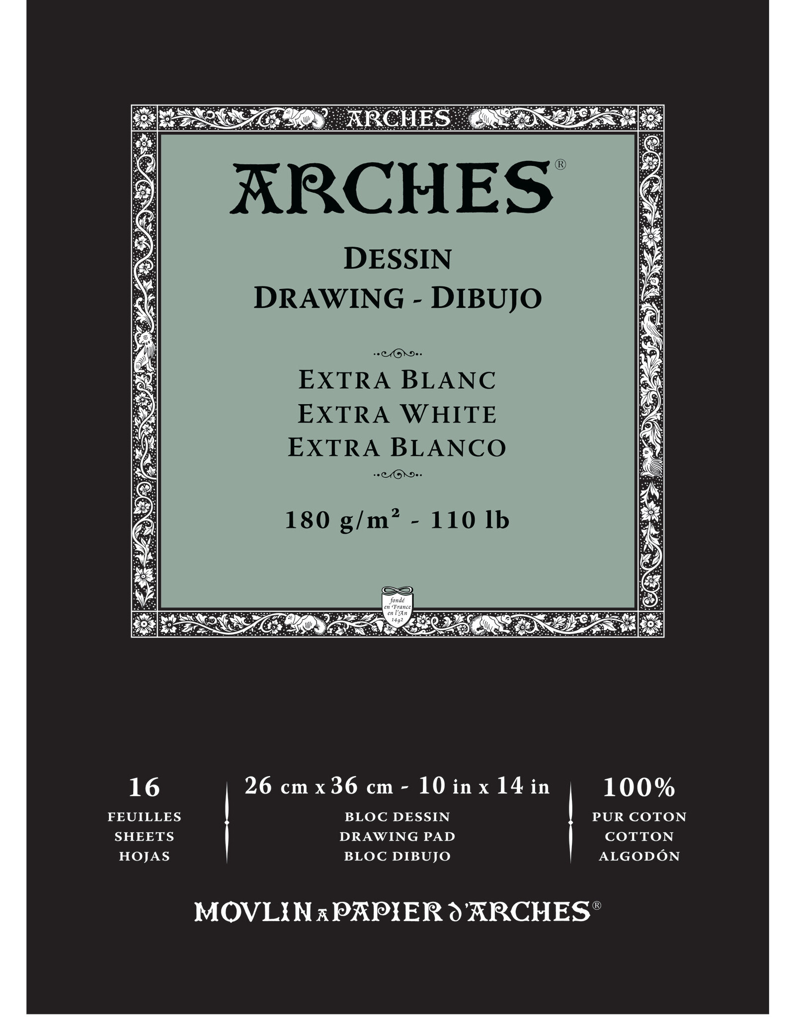 Arches Arches Drawing Pad, 10” x 14”, Extra White