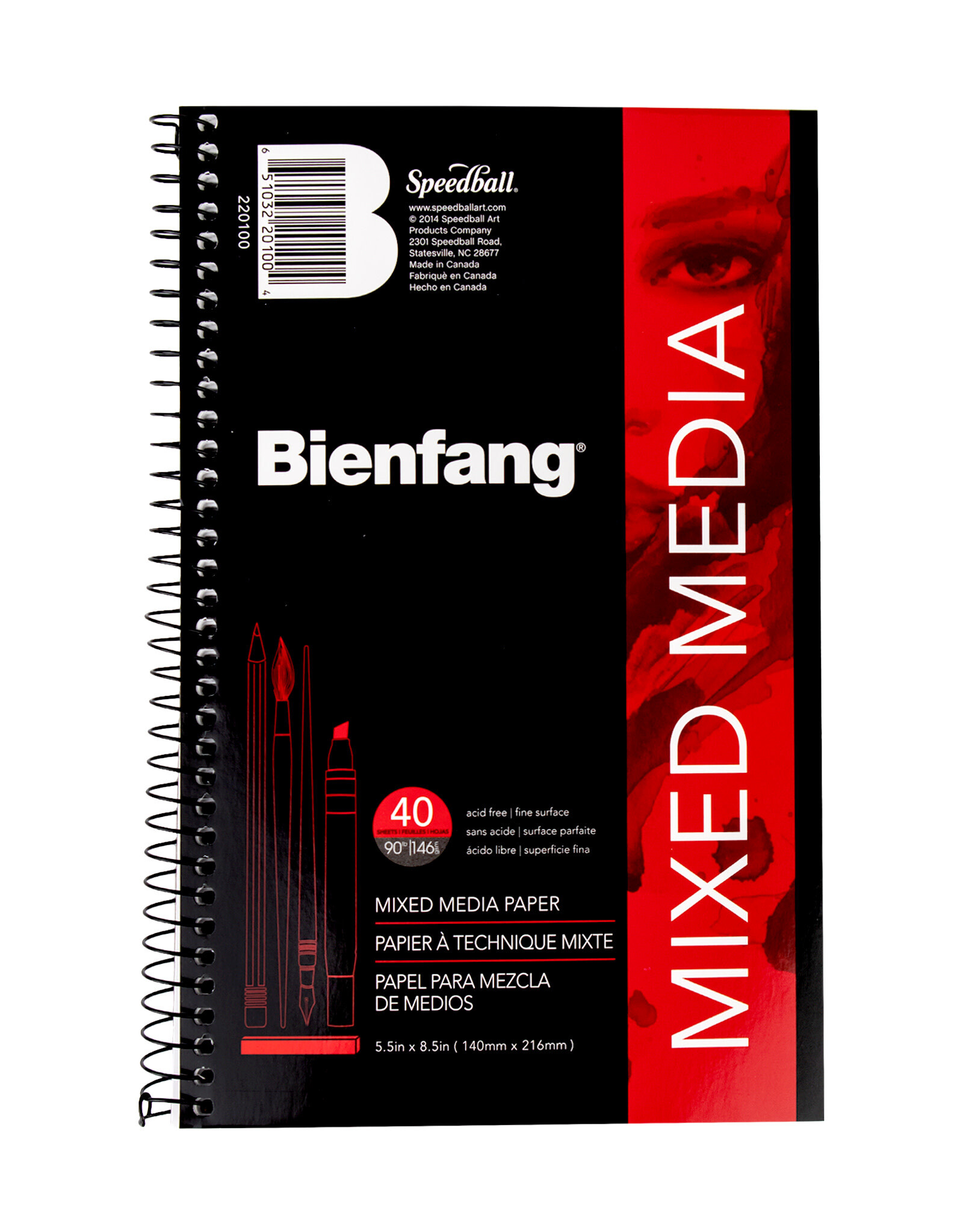 Bienfang Beinfang Mixed-Media Sketchbook, White, 5 1/2" x 8 1/2"