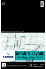 Canson Canson Graph and Layout Pad, 4x4 Grid, 40 Sheets, 11”x 17”