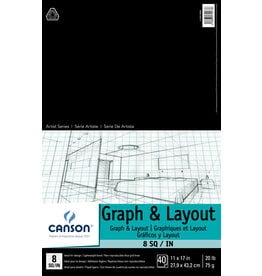 Canson Canson Graph and Layout Pad, 8x8 Grid, 40 Sheets, 11”x 17”