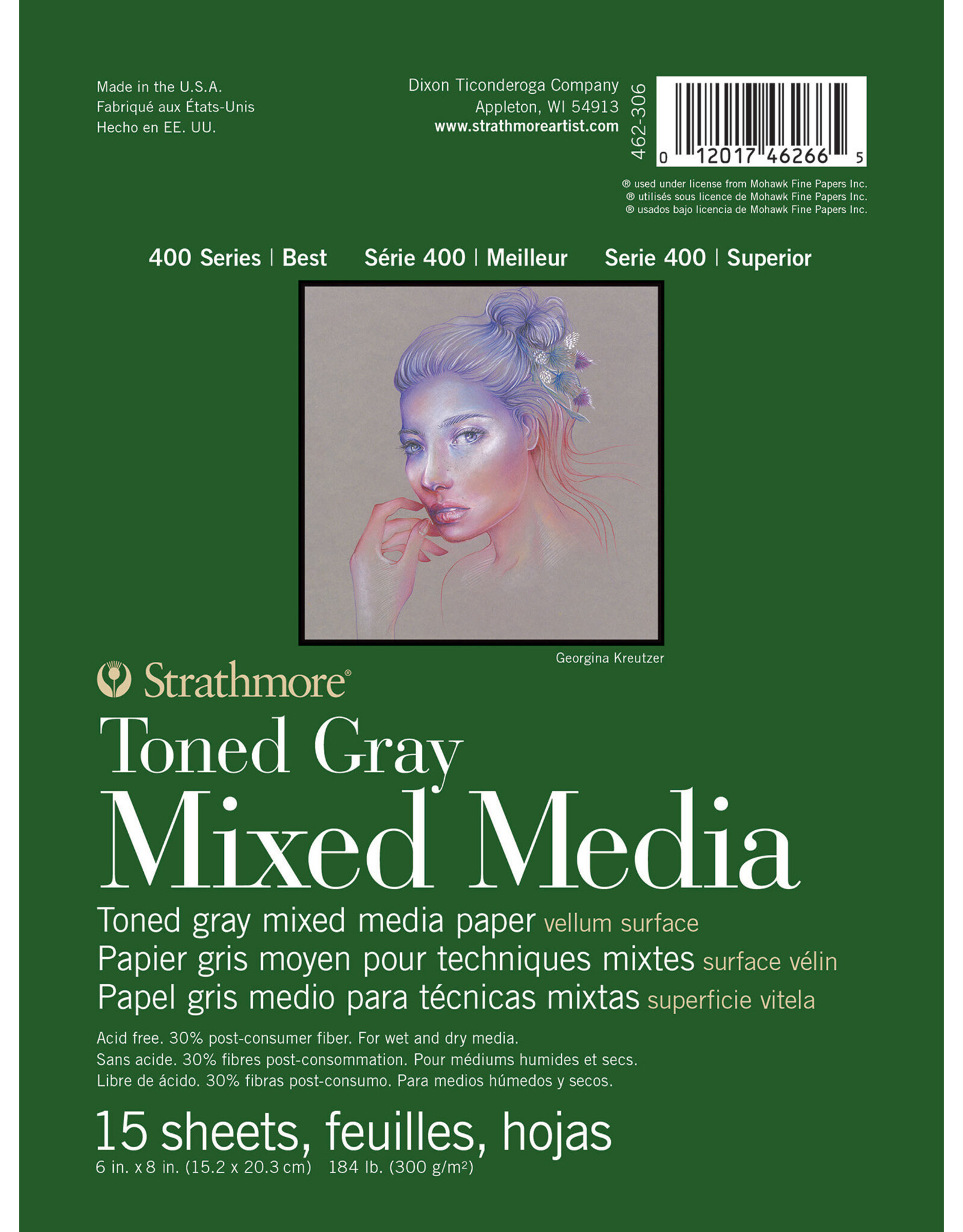 Strathmore 400 Toned Gray Mixed Media Pad, 15 Sheets, 6” x 8