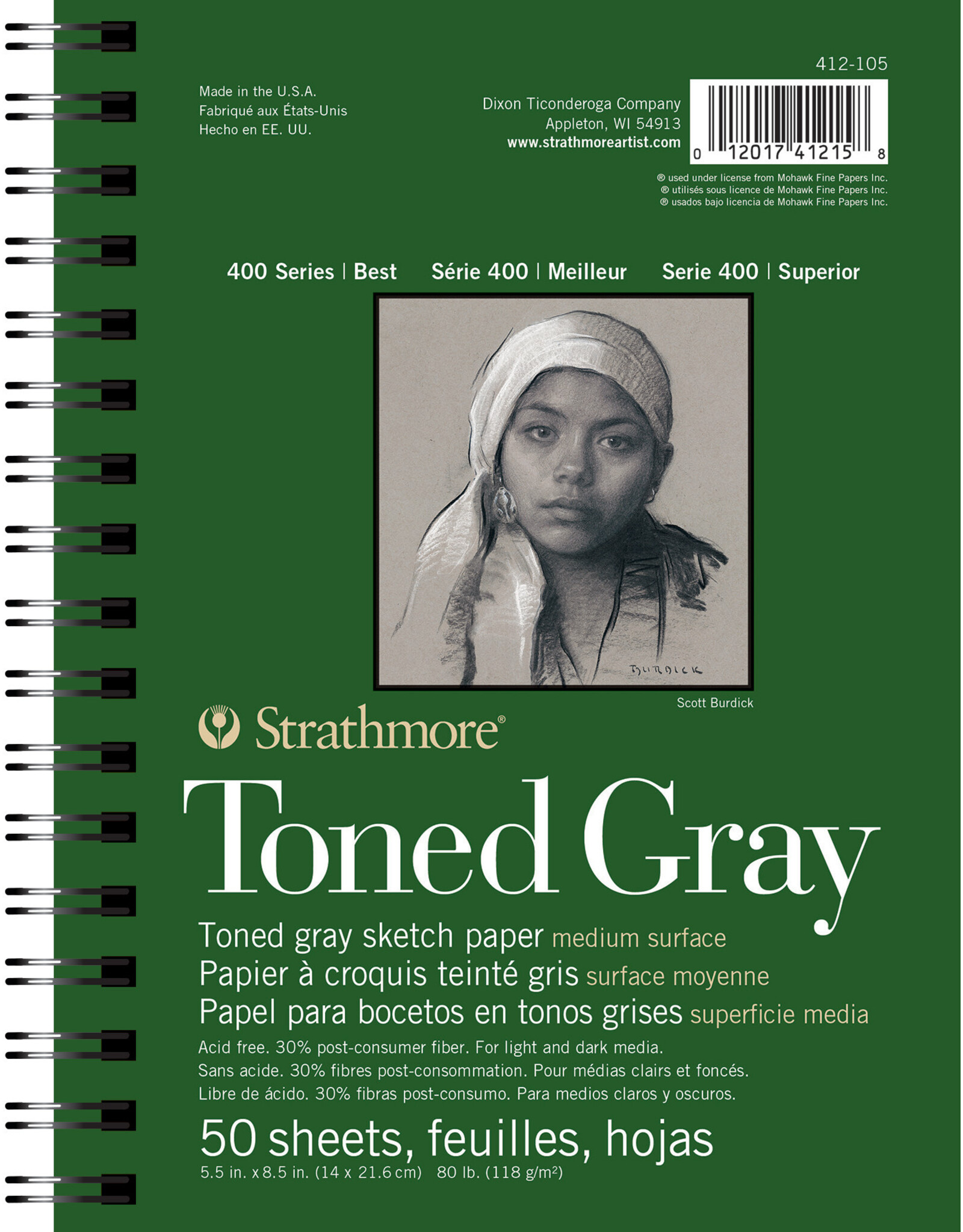 Strathmore Strathmore 400 Toned Gray Sketch Pad, 50 Sheets, 5½” x 8½”