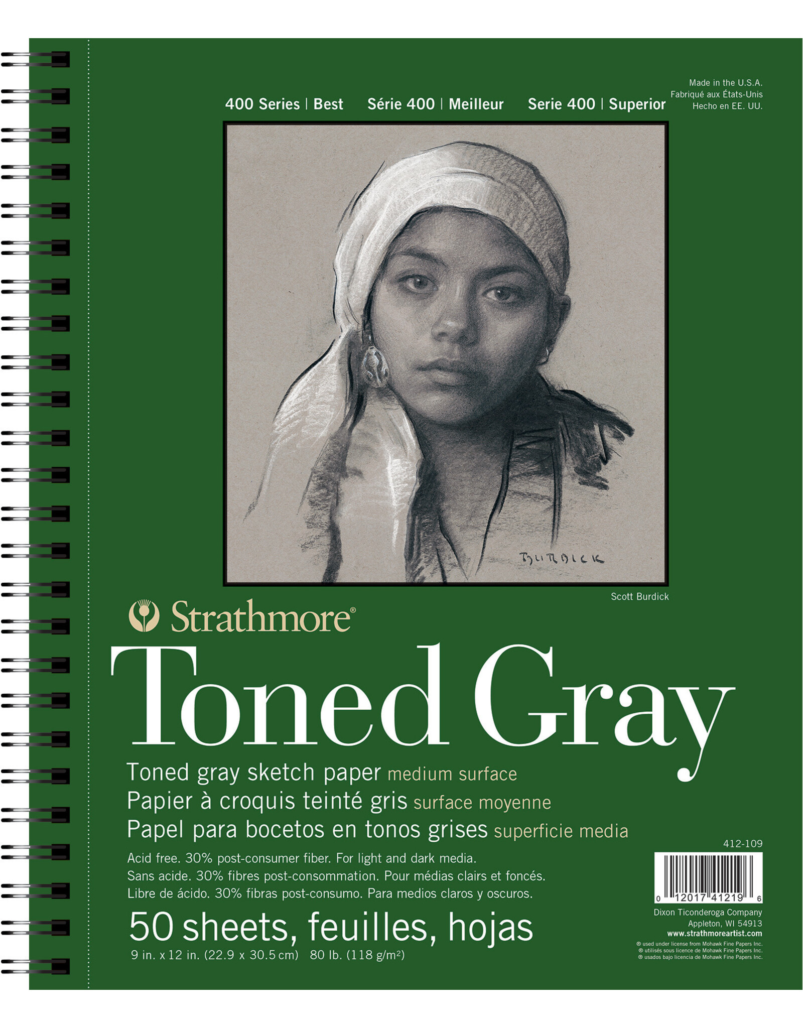 Strathmore Strathmore 400 Toned Gray Sketch Pad, 50 Sheets, 9” x 12”