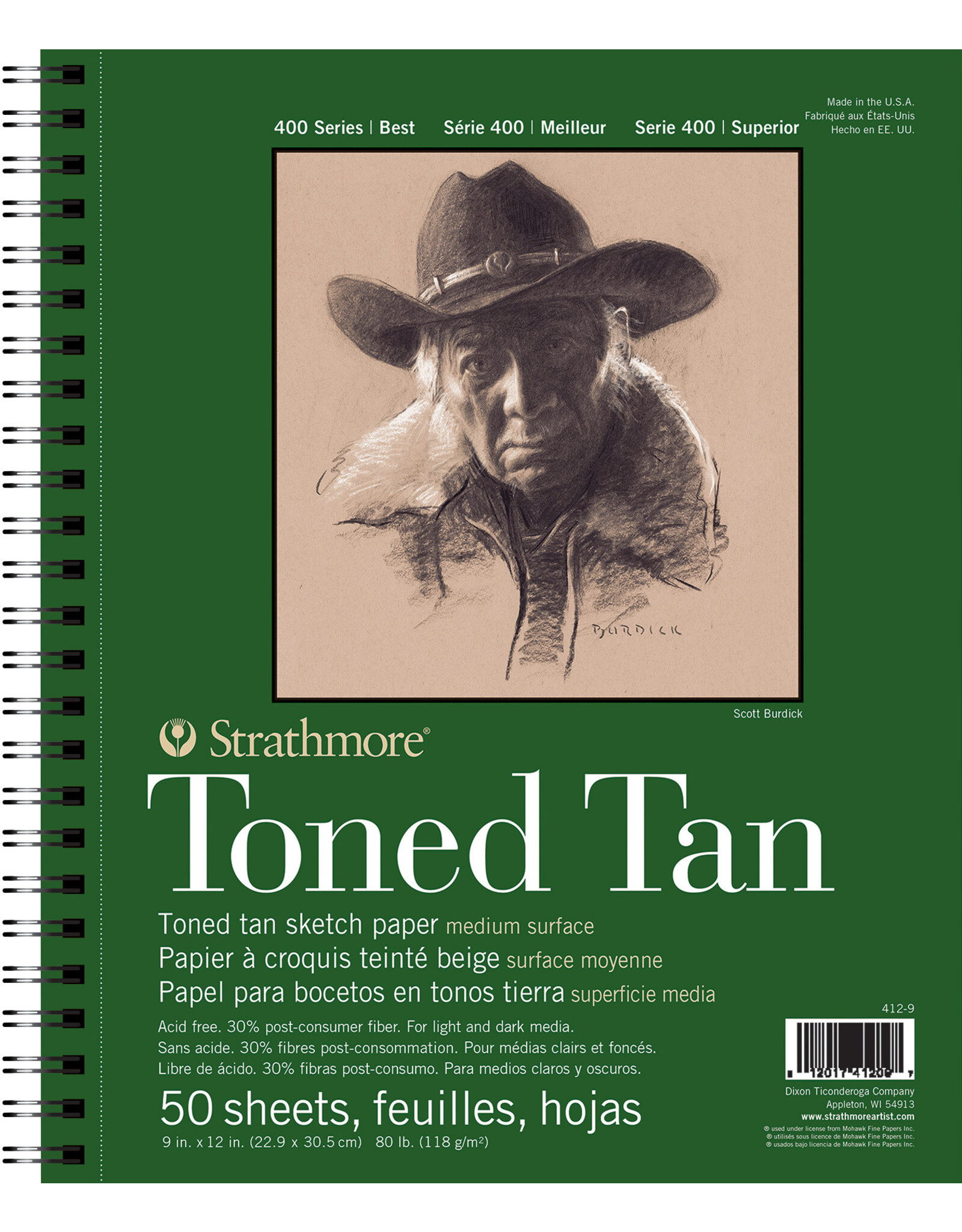 Strathmore Strathmore 400 Toned Tan Sketch Pad, 50 Sheets, 9” x 12”