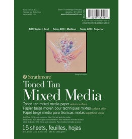 Strathmore 400 Toned Tan Mixed Media Pad, 15 Sheets, 18” x 24