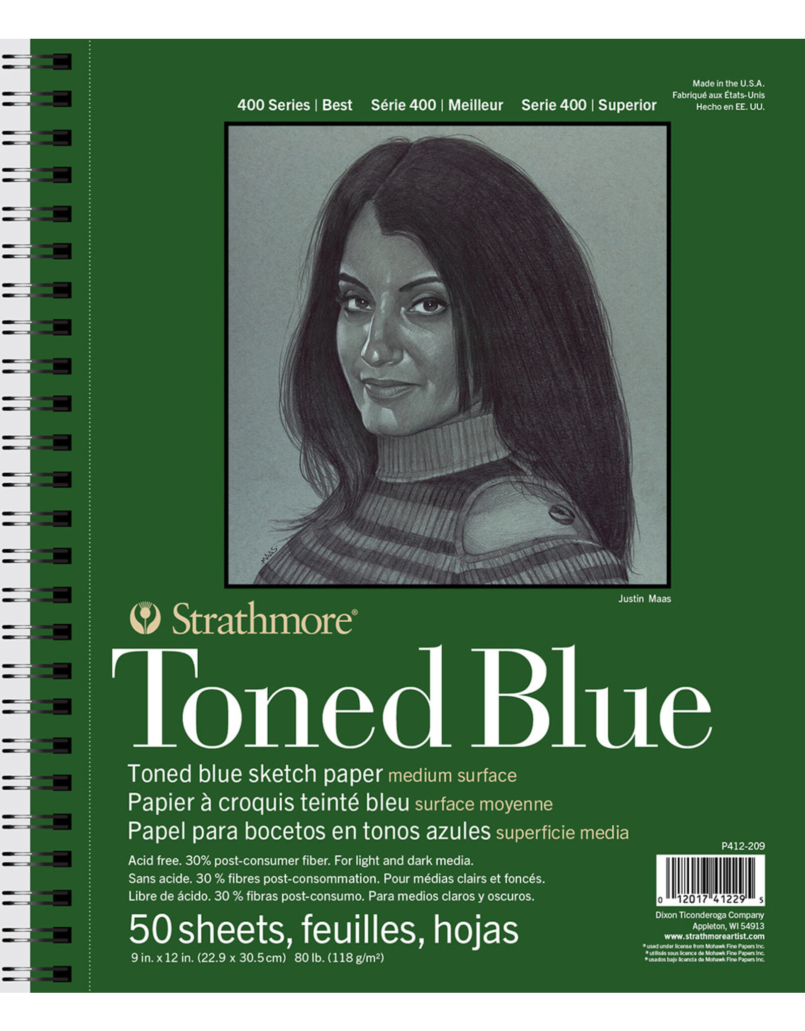 Strathmore Strathmore 400 Toned Blue Sketch Pad, 50 Sheets, 9” x 12”