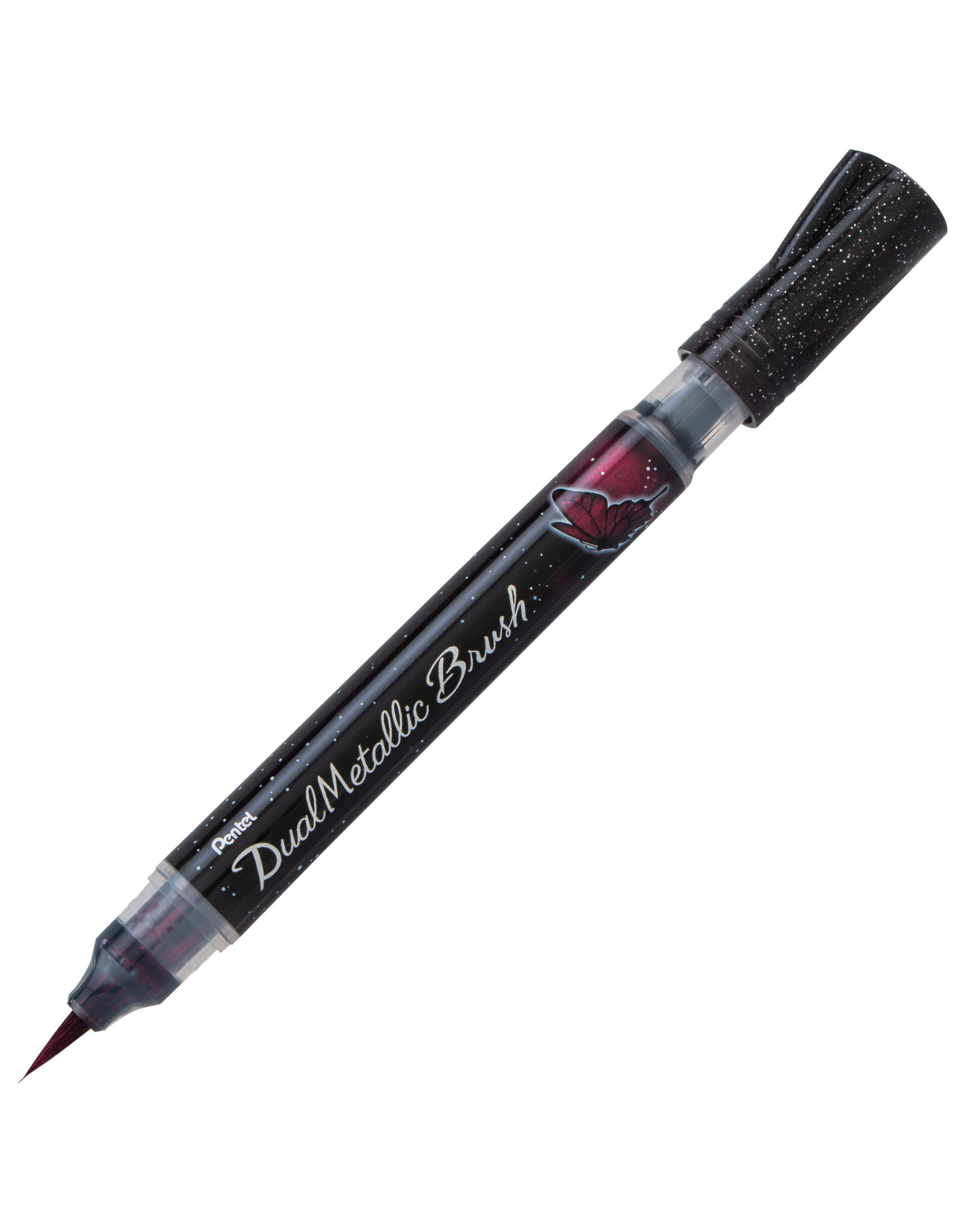 Pentel Pentel Arts DualMetallic Brush Pen, Black/Metallic Red
