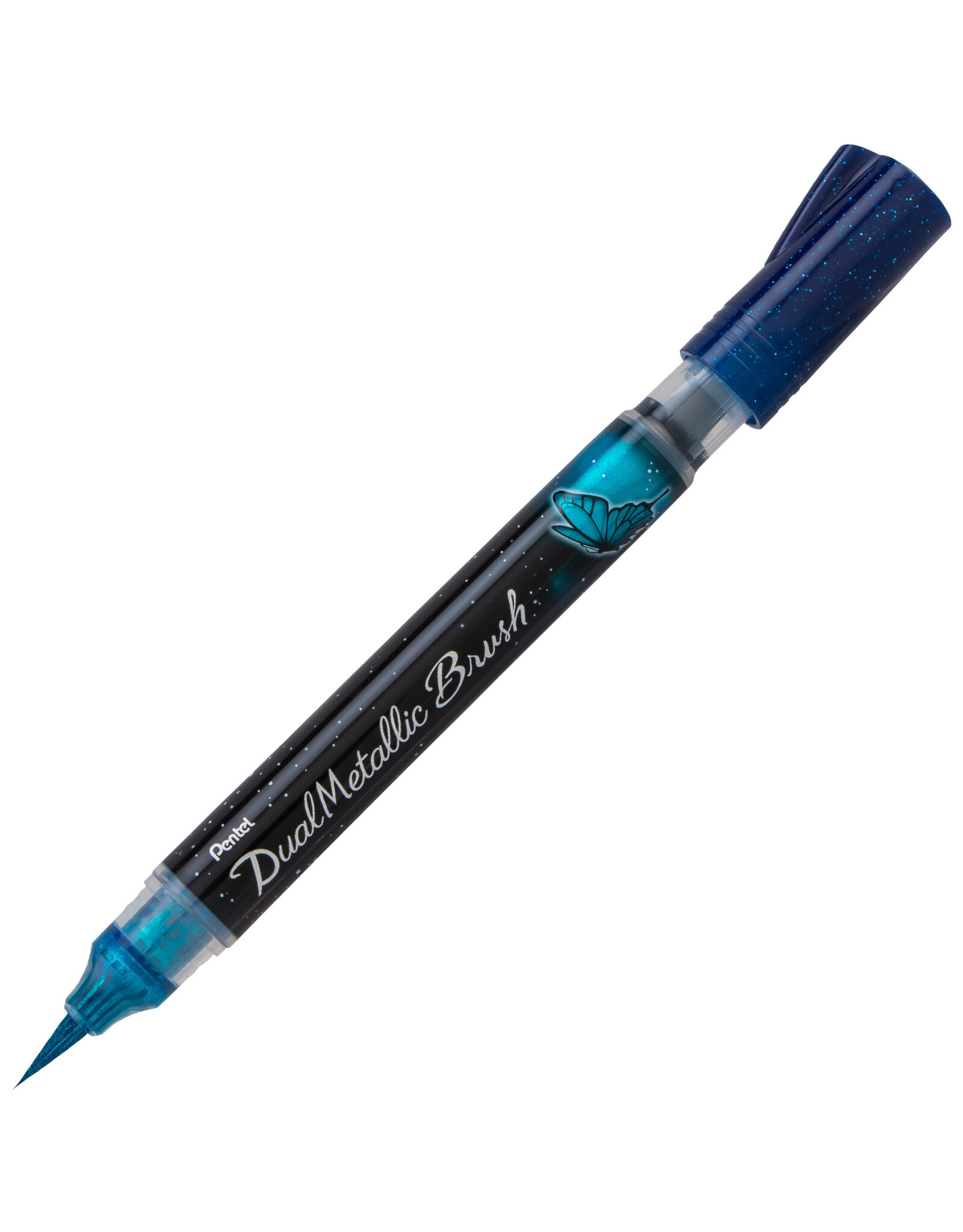 Pentel Pentel Arts DualMetallic Brush Pen, Blue/Metallic Green