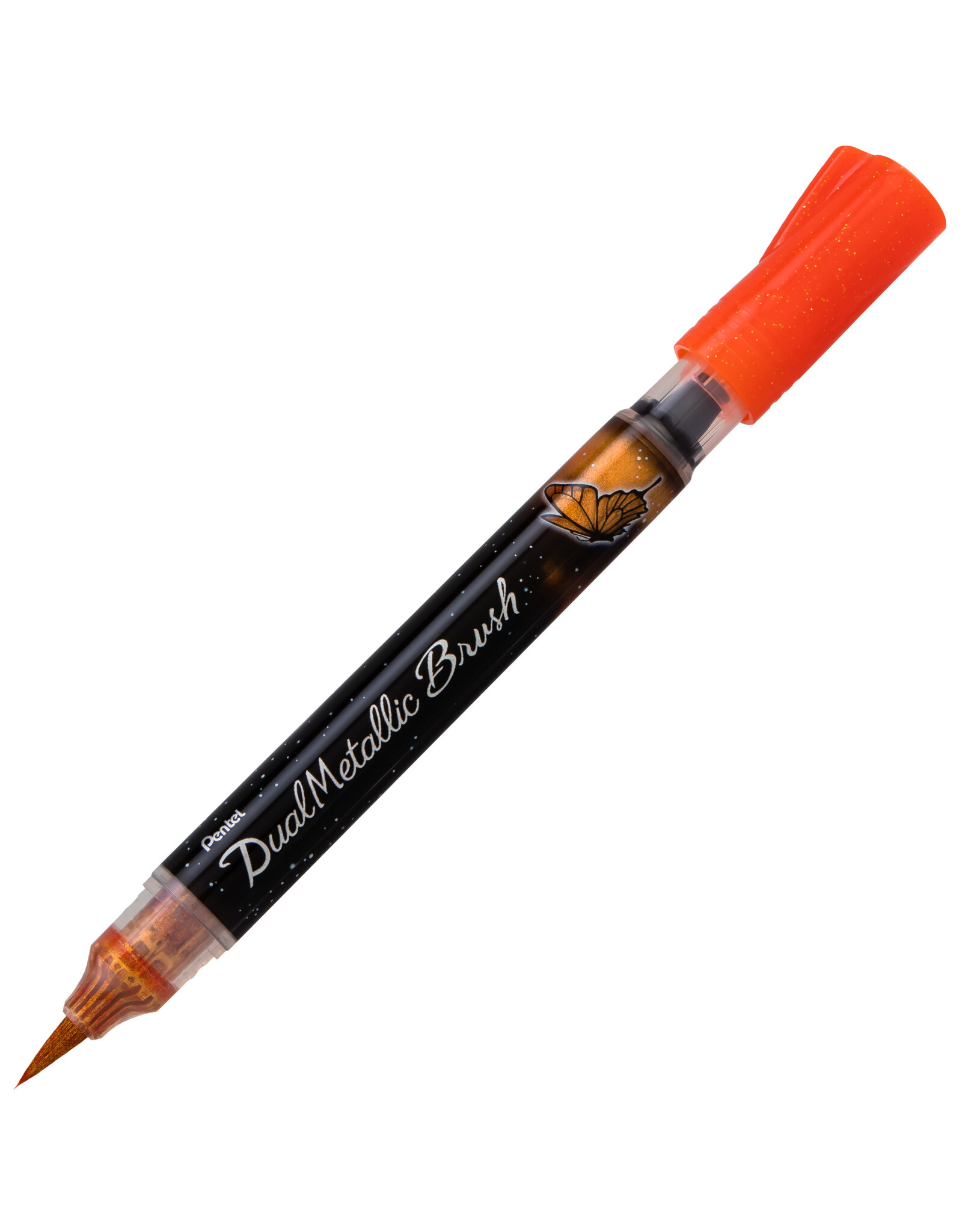 Pentel Pentel Arts DualMetallic Brush Pen, Orange/Metallic Yellow