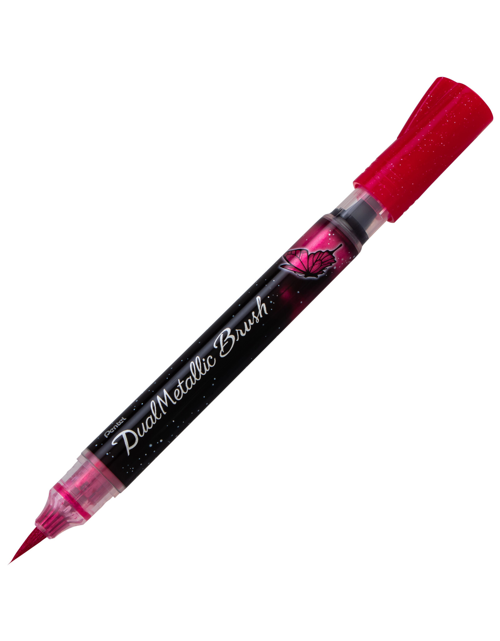 Pentel Pentel Arts DualMetallic Brush Pen, Pink/Metallic Pink